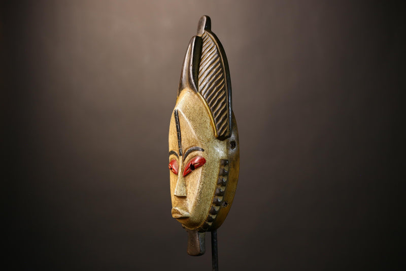 African Vintage Guro Mask White Hand-Carved Wooden Tribal Wall Decor | Unique Art Piece | Cultural Home Decor | Artisan Craft-G5040