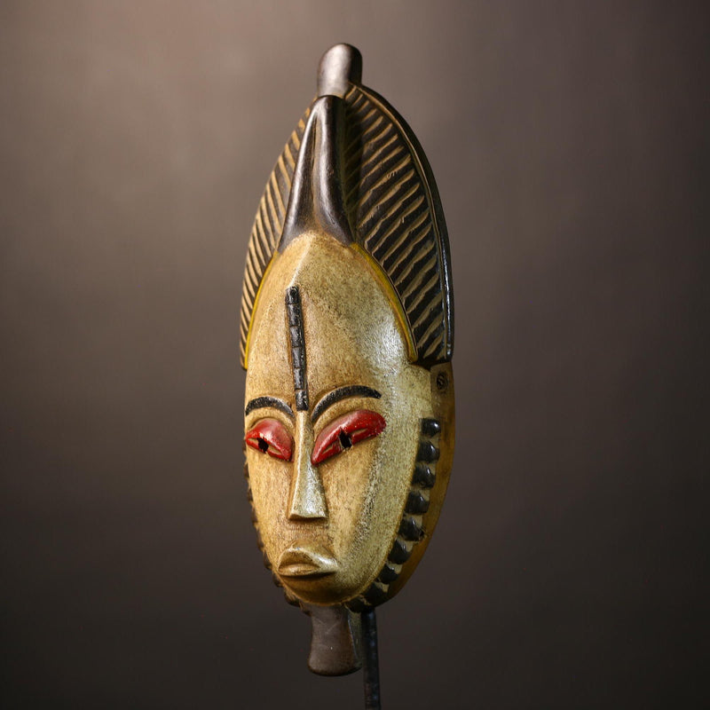 African Vintage Guro Mask White Hand-Carved Wooden Tribal Wall Decor | Unique Art Piece | Cultural Home Decor | Artisan Craft-G5040