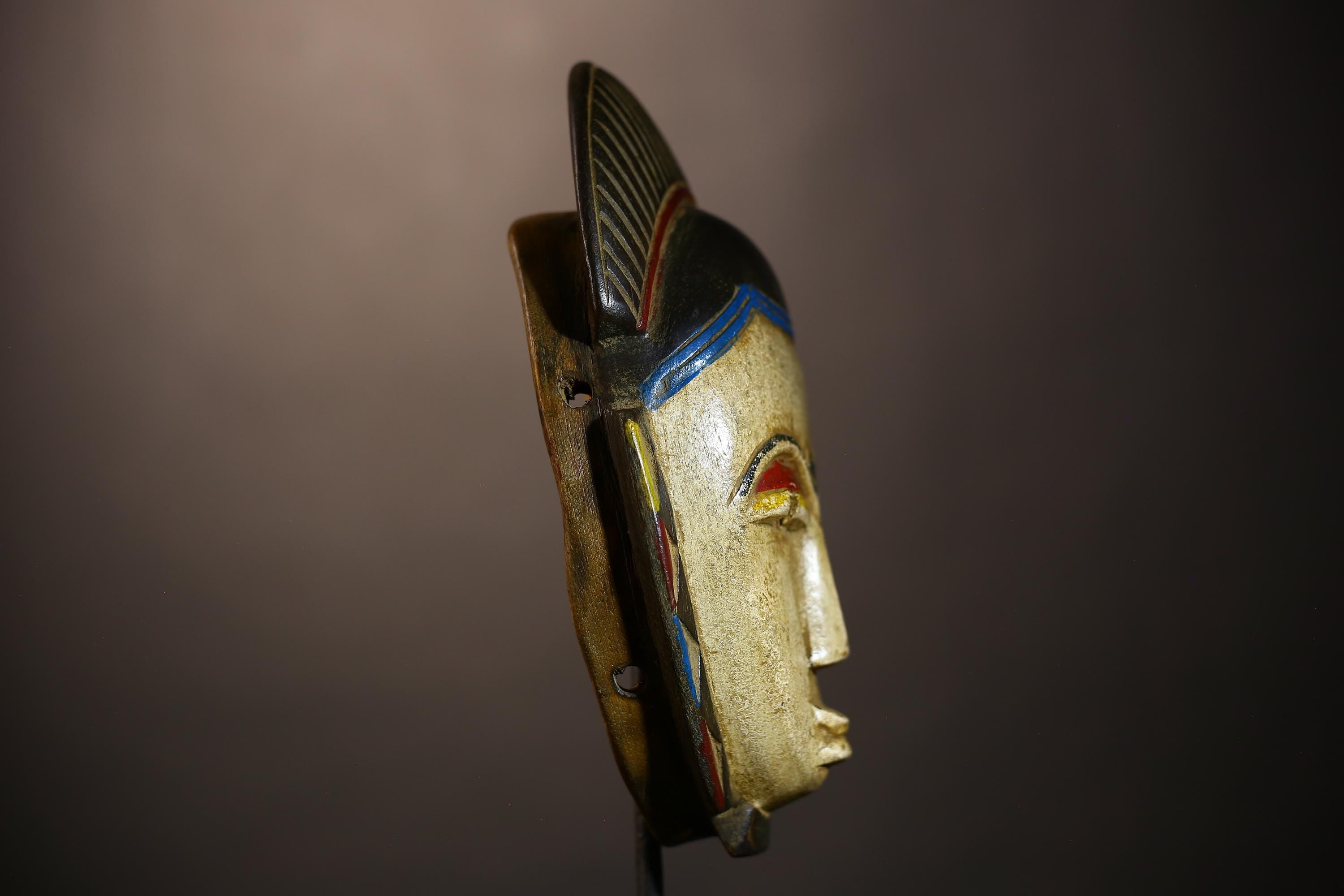 African Vintage Guro Mask White Hand-Carved Wooden Tribal Wall Decor | Unique Art Piece | Cultural Home Decor | Artisan Craft-G5039