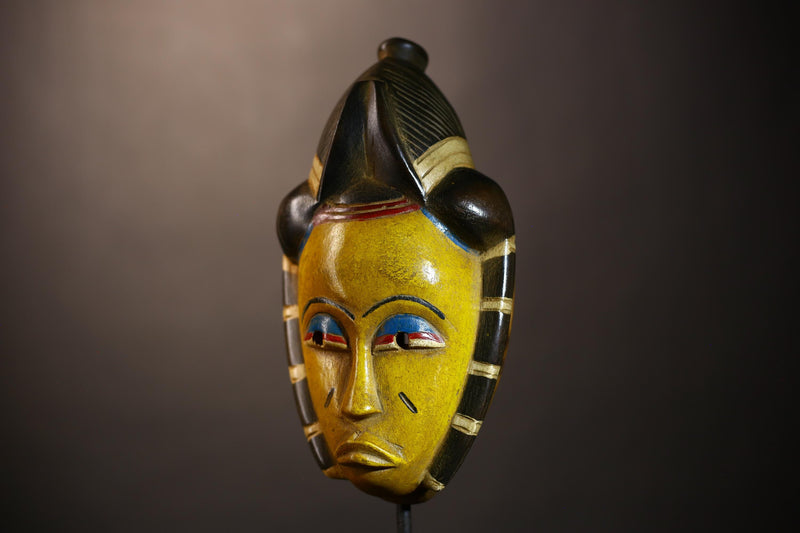 Africa Vintage Mask | Guro Yellow | Hand Carved Wooden | Unique Tribal Wall Art | Home Decor | Ethnic Art | Wall Hanging | Craft-G5038