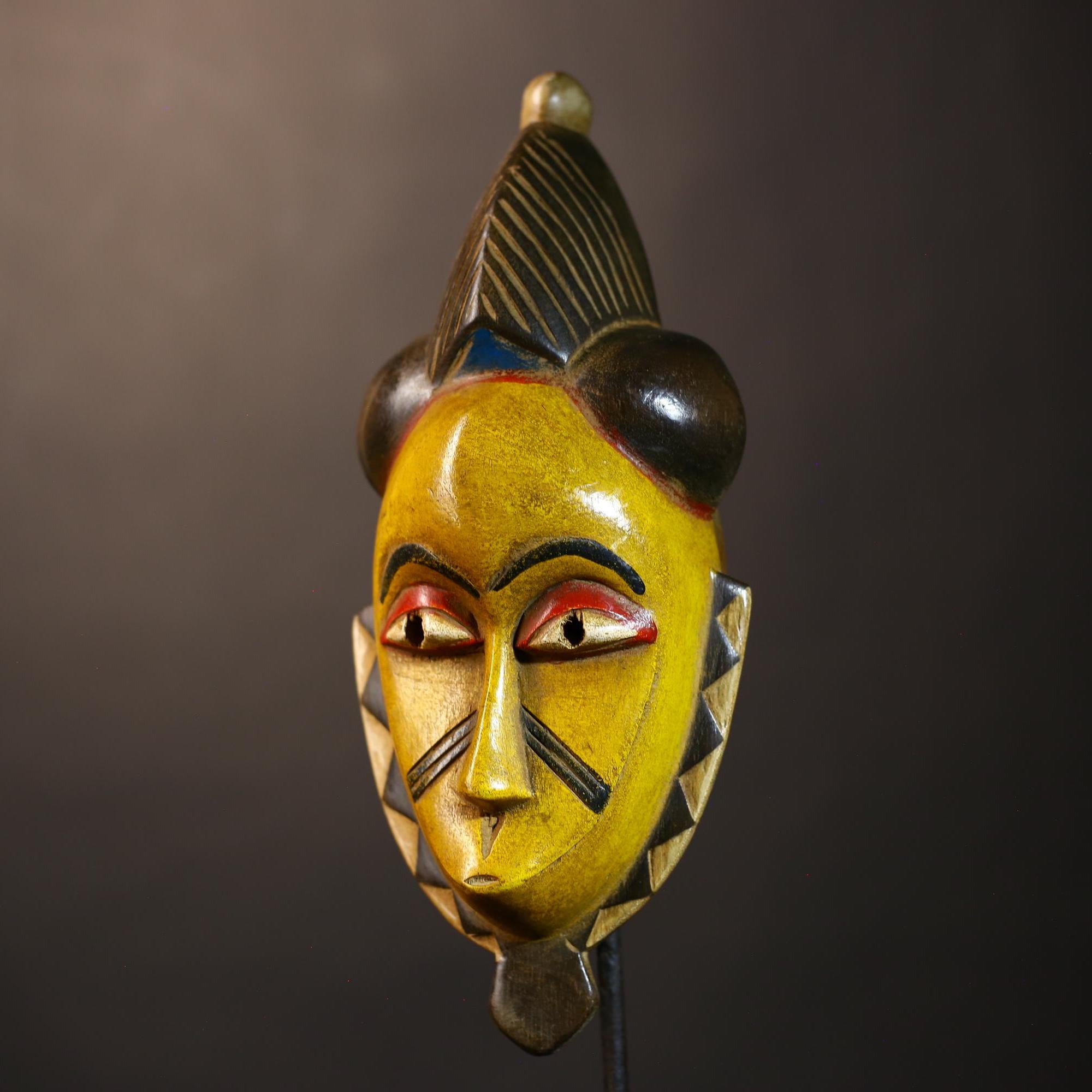 African Vintage Mask | Guro Yellow | Hand Carved Wooden | Tribal Wall Art | Unique Decor | Ethnic Art | Artisan Craft | Home Design-G5037