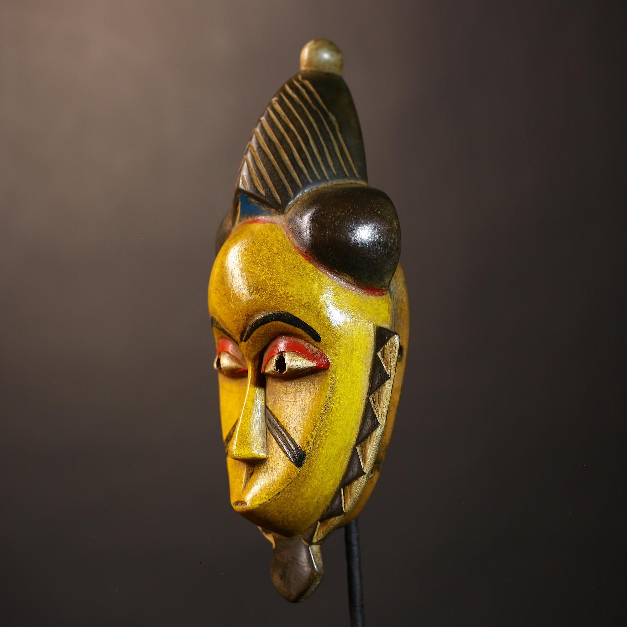 African Vintage Mask | Guro Yellow | Hand Carved Wooden | Tribal Wall Art | Unique Decor | Ethnic Art | Artisan Craft | Home Design-G5037