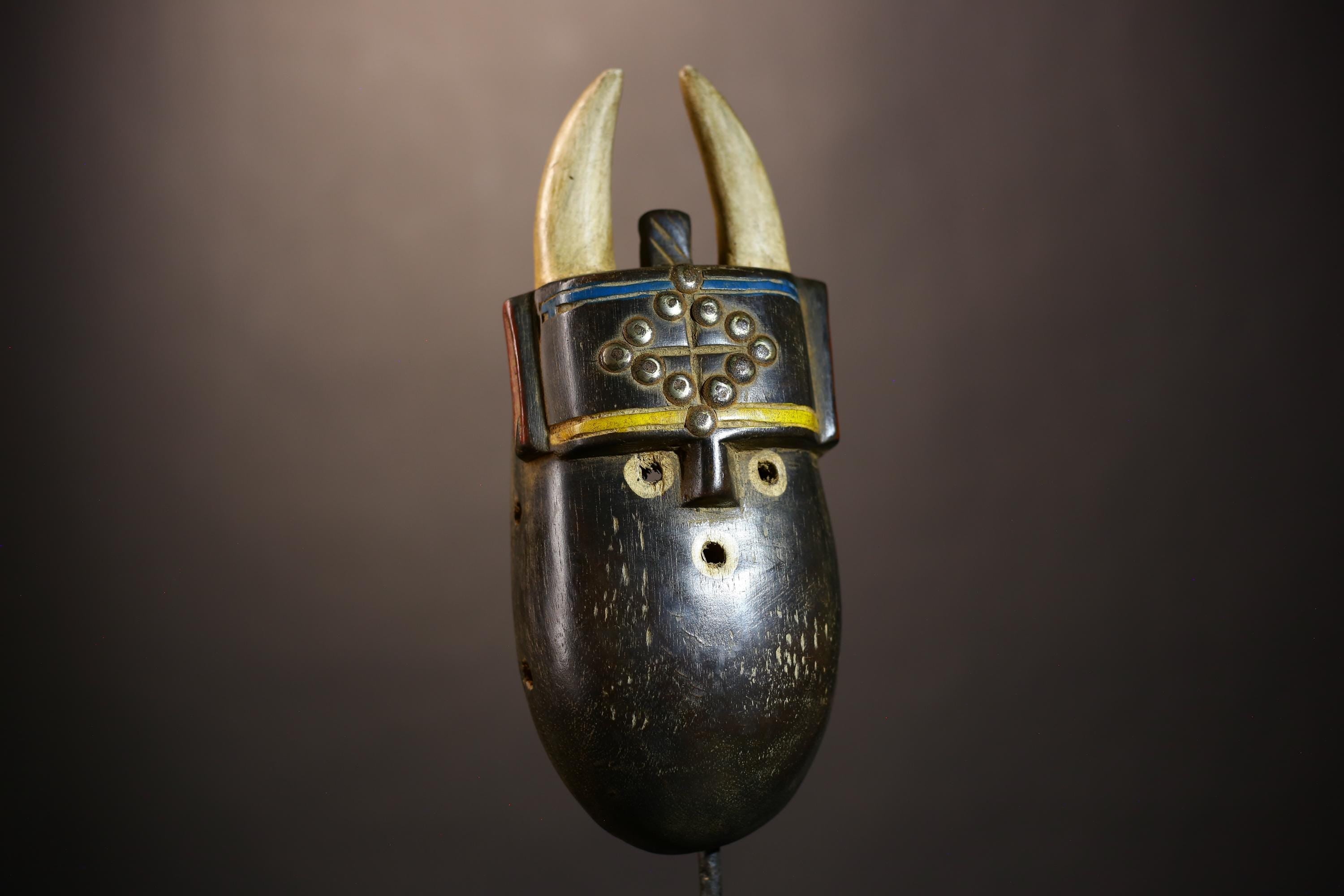 African Vintage Mask Guro Toma Brown Antique Tribal Ceremonial Wall Art-G5034