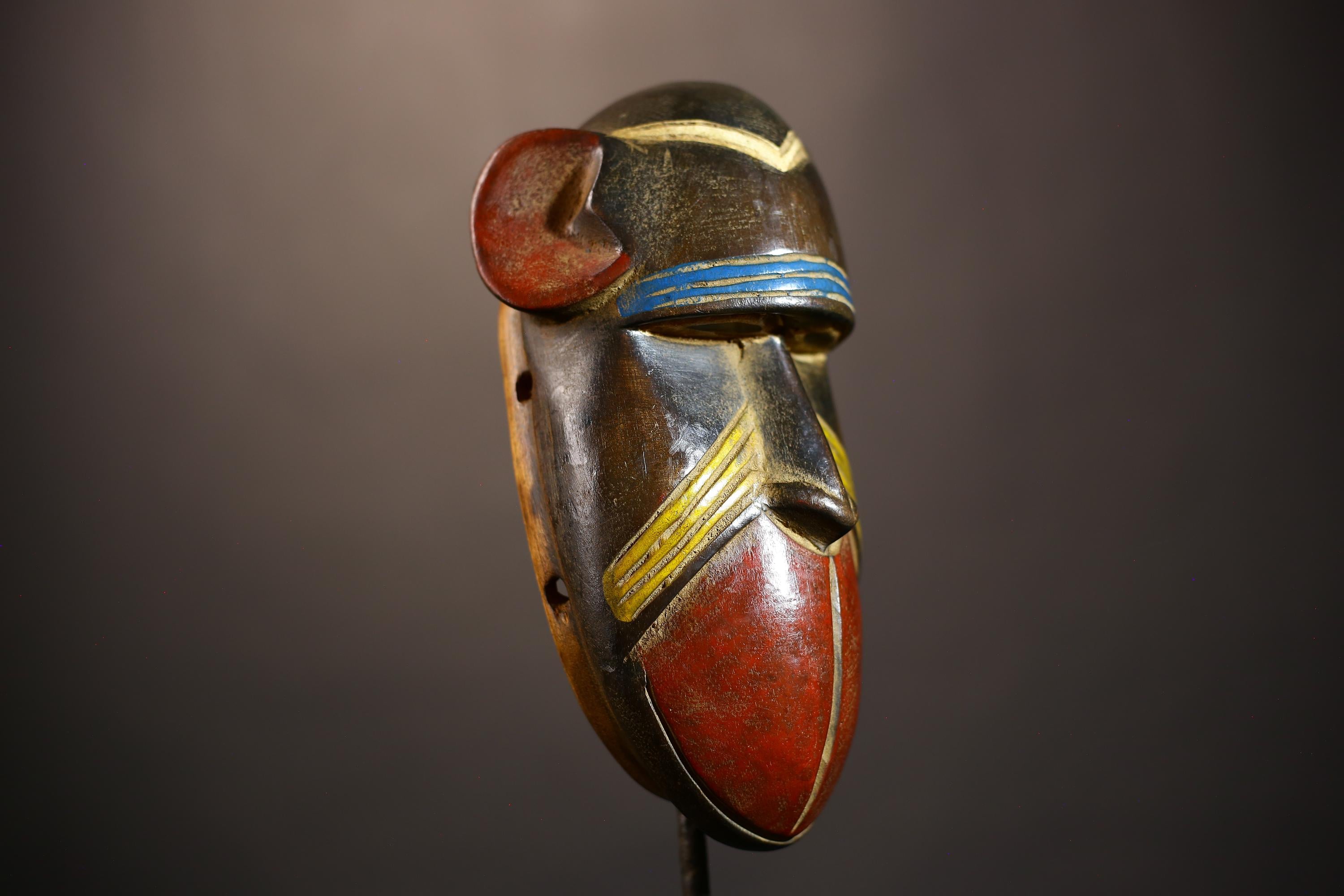 African Vintage Baule Mask | Unique Tribal Monkey Wall Decor | Ethnic Art Accent | Cultural Home Decoration | Artisan Craft-G5056