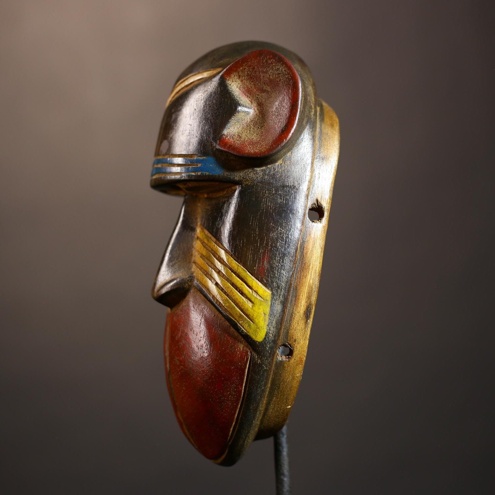 African Vintage Baule Mask | Unique Tribal Monkey Wall Decor | Ethnic Art Accent | Cultural Home Decoration | Artisan Craft-G5056