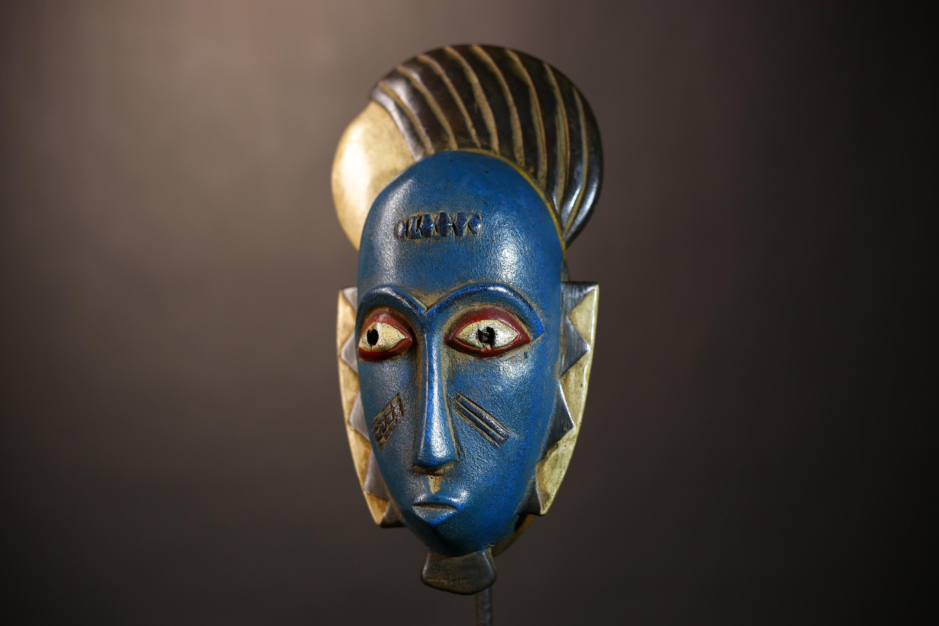 African Vintage Guro Mask | Handmade Blue Wall Art | Unique Home Décor | Tribal Accent | Ethnic Craftsmanship-G5050