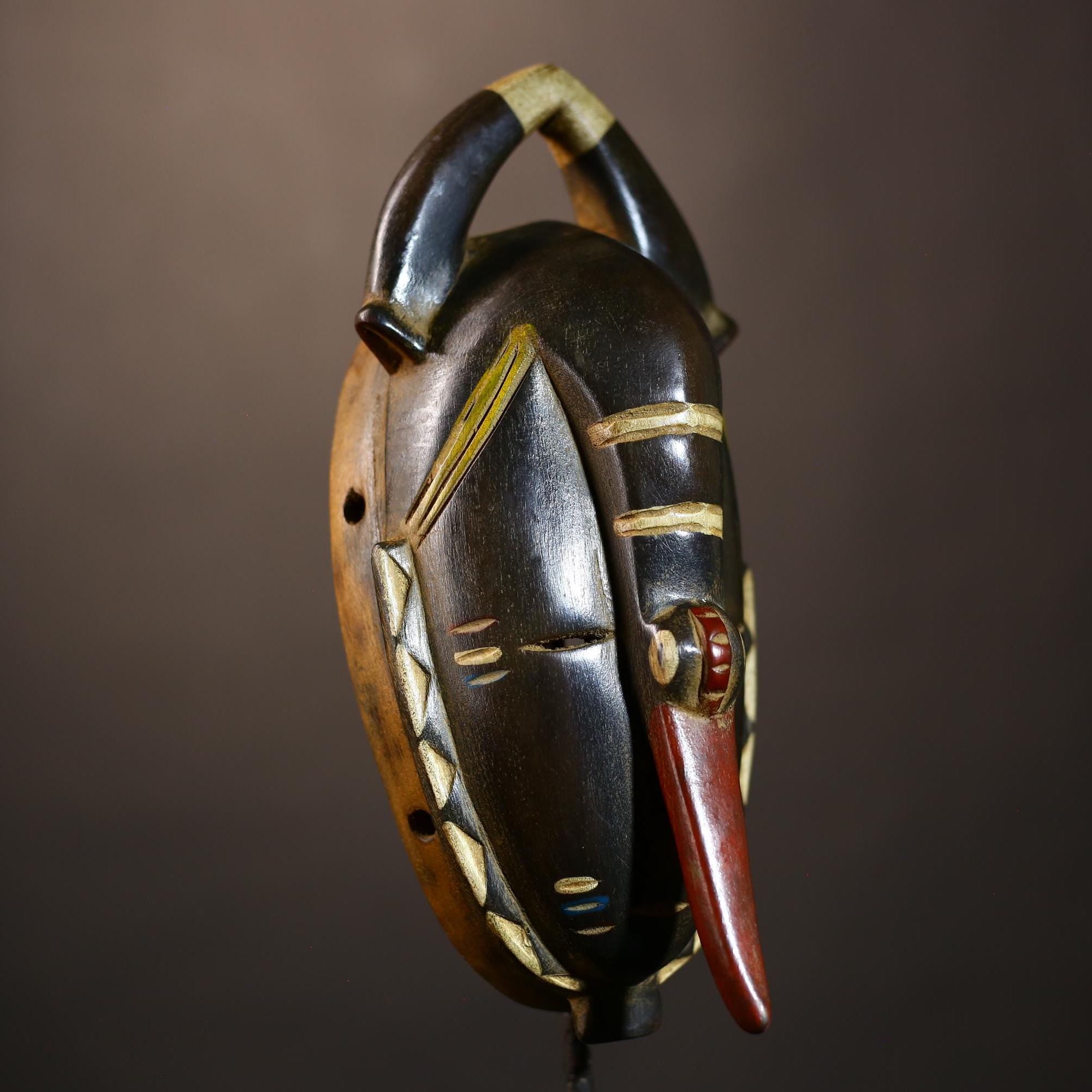 African Vintage Guro Mask | Elephant Design | Carved Wood Tribal Art | Collectible Piece | Unique Home Decor | Ethnic Wall Art-G5062