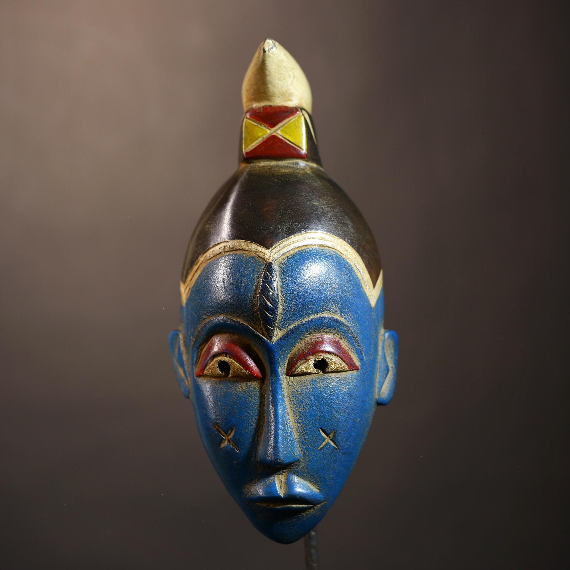African Mask | Vintage Guro Hand-Carved Wooden Tribal Art | Unique Wall Decor | Ethnic Home Accent | Cultural Wall Sculpture-G5082