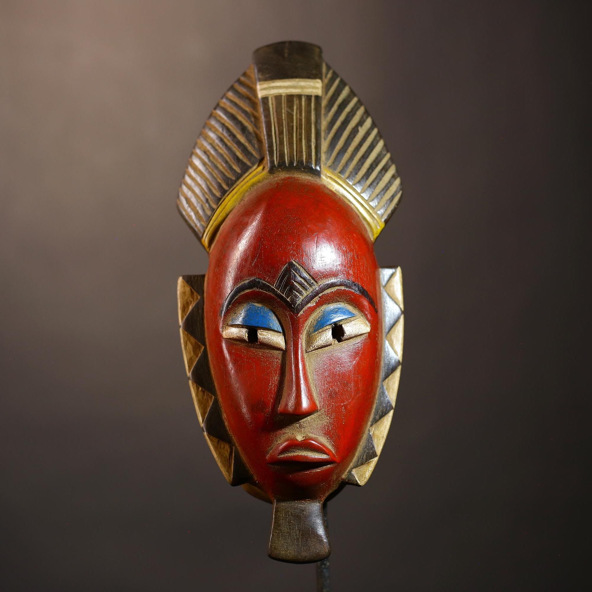 African Mask | Vintage Guro Hand-Carved Tribal Art | Wooden Wall Decor | Unique Ethnic Artwork | Cultural Home Accent-G5081