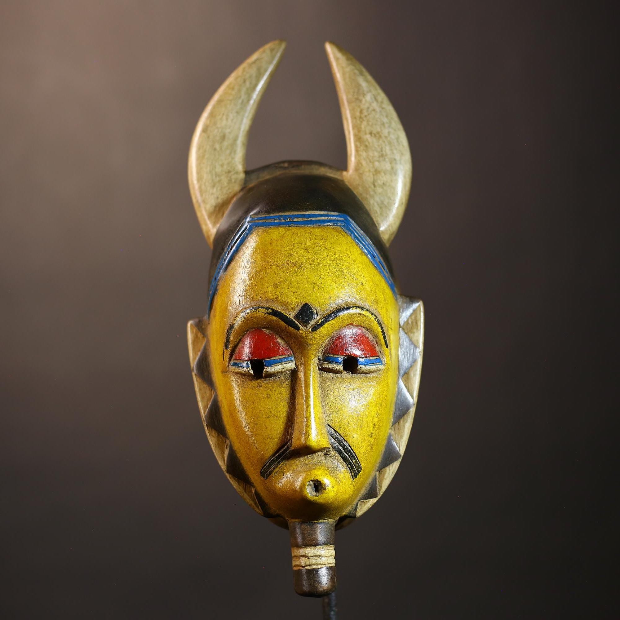 African Vintage Guro Mask | Handcrafted Tribal Art | Unique Wall Decor Piece | Ethnic Home Decoration | Bohemian Style Accent-G5094