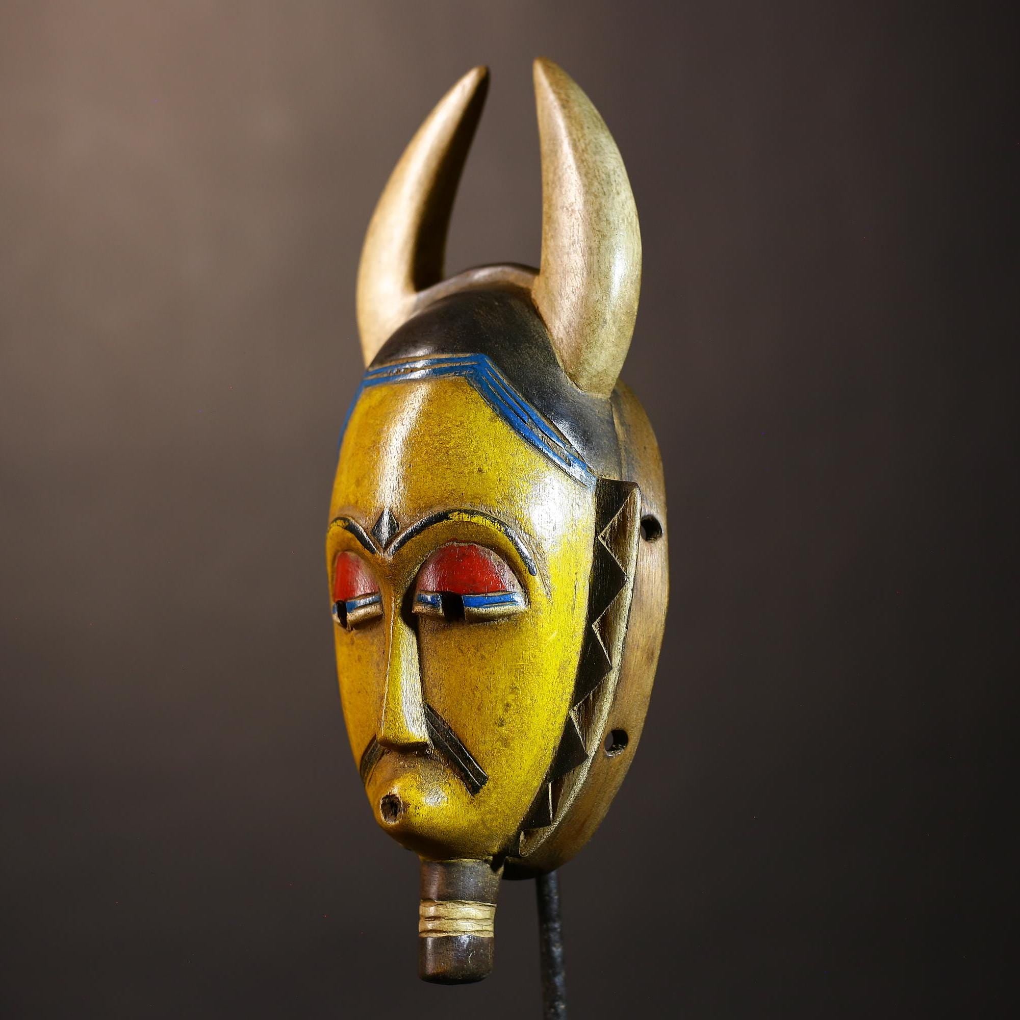 African Vintage Guro Mask | Handcrafted Tribal Art | Unique Wall Decor Piece | Ethnic Home Decoration | Bohemian Style Accent-G5094
