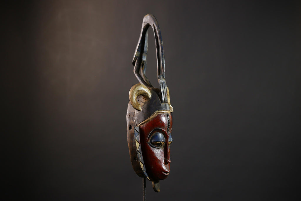 African | Baule Mask | Hand Carved | Face Wall Art | Tribal Decor | Wood Sculpture | Ethnic Home Accent | Unique Handmade Gift-G5163