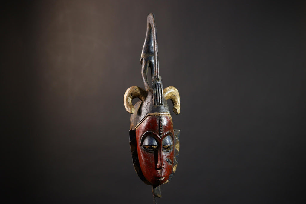 African | Baule Mask | Hand Carved | Face Wall Art | Tribal Decor | Wood Sculpture | Ethnic Home Accent | Unique Handmade Gift-G5163