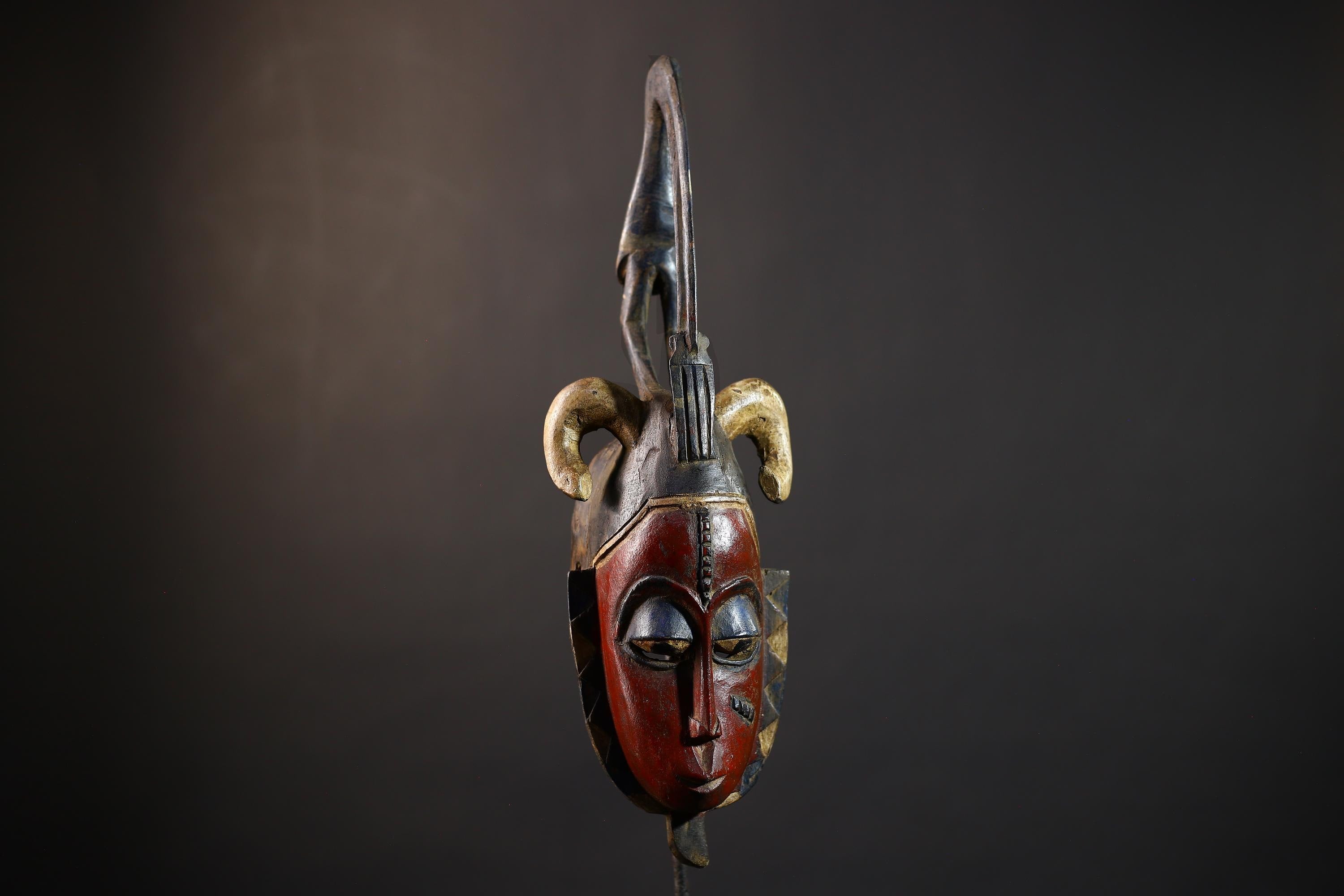African | Baule Mask | Hand Carved | Face Wall Art | Tribal Decor | Wood Sculpture | Ethnic Home Accent | Unique Handmade Gift-G5163