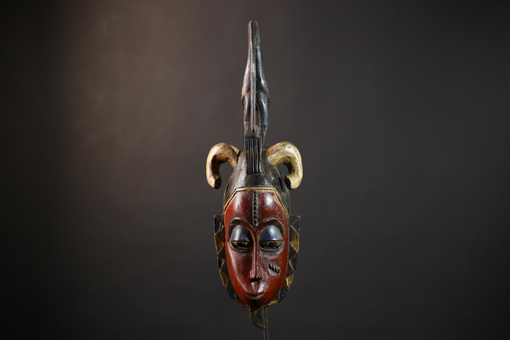 African | Baule Mask | Hand Carved | Face Wall Art | Tribal Decor | Wood Sculpture | Ethnic Home Accent | Unique Handmade Gift-G5163