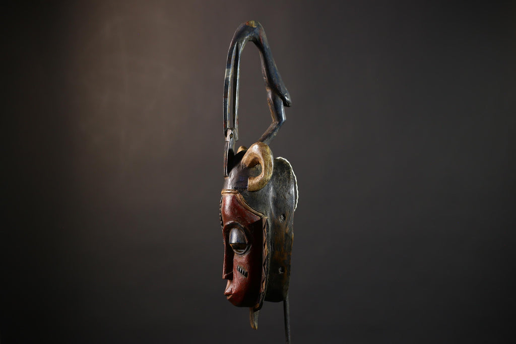 African | Baule Mask | Hand Carved | Face Wall Art | Tribal Decor | Wood Sculpture | Ethnic Home Accent | Unique Handmade Gift-G5163