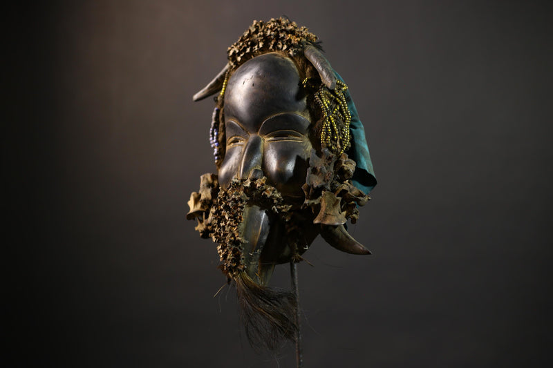 African Mask with Shells | Traditional Dan Wooden Decor | Unique Home Art | Ethnic Collectible Piece | Artisan Craft Decor-G5162