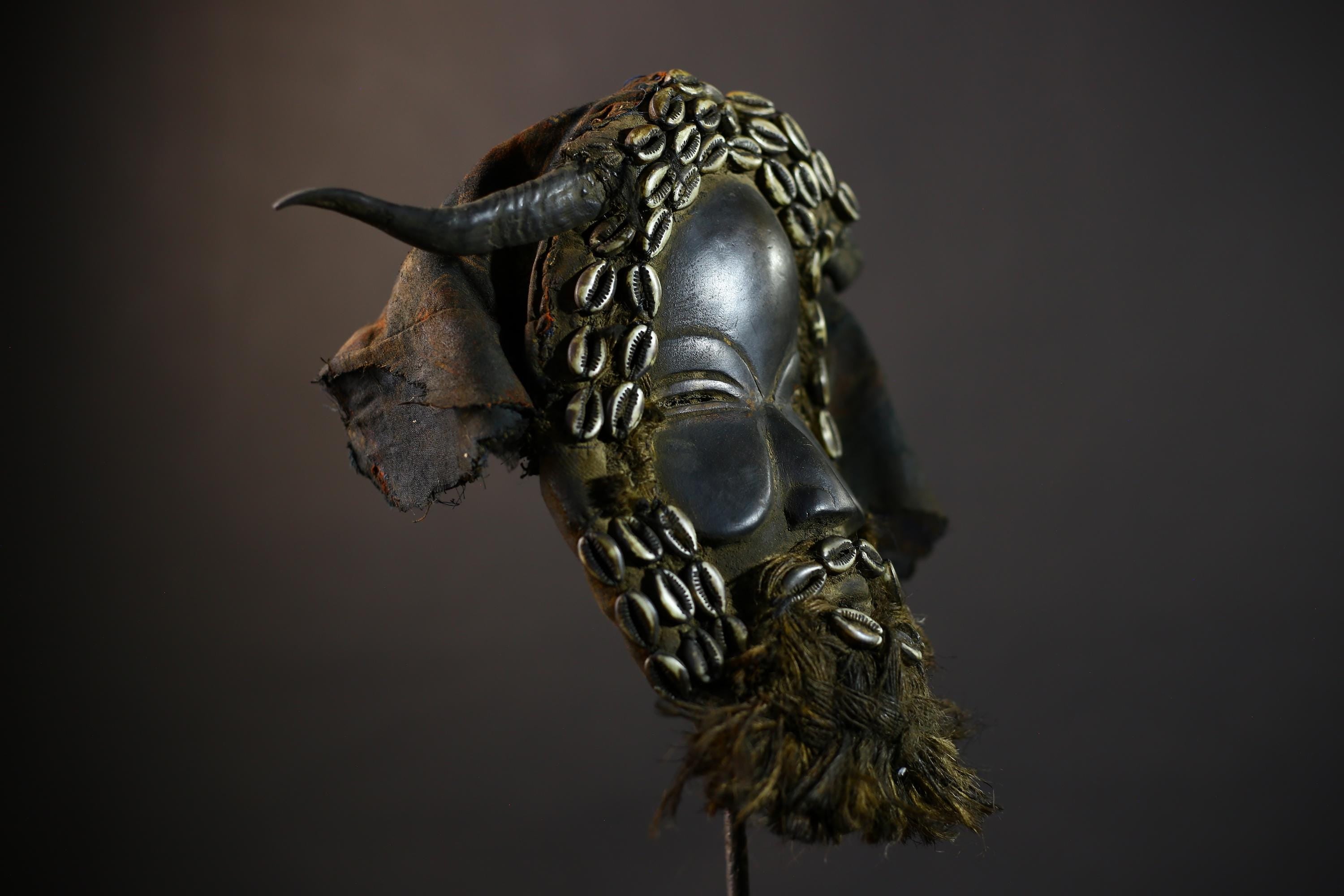 African Mask with Shells | Traditional Dan Wooden Mask | Unique Home Decor Art | Collectible Ethnic Decor Piece-G5161