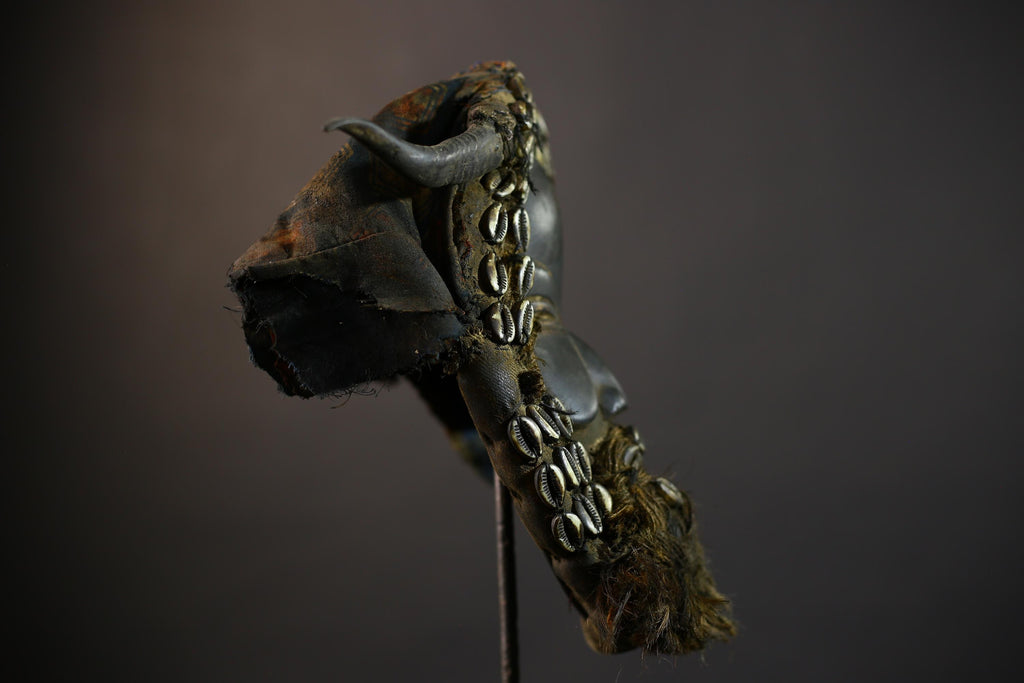 African Mask with Shells | Traditional Dan Wooden Mask | Unique Home Decor Art | Collectible Ethnic Decor Piece-G5161