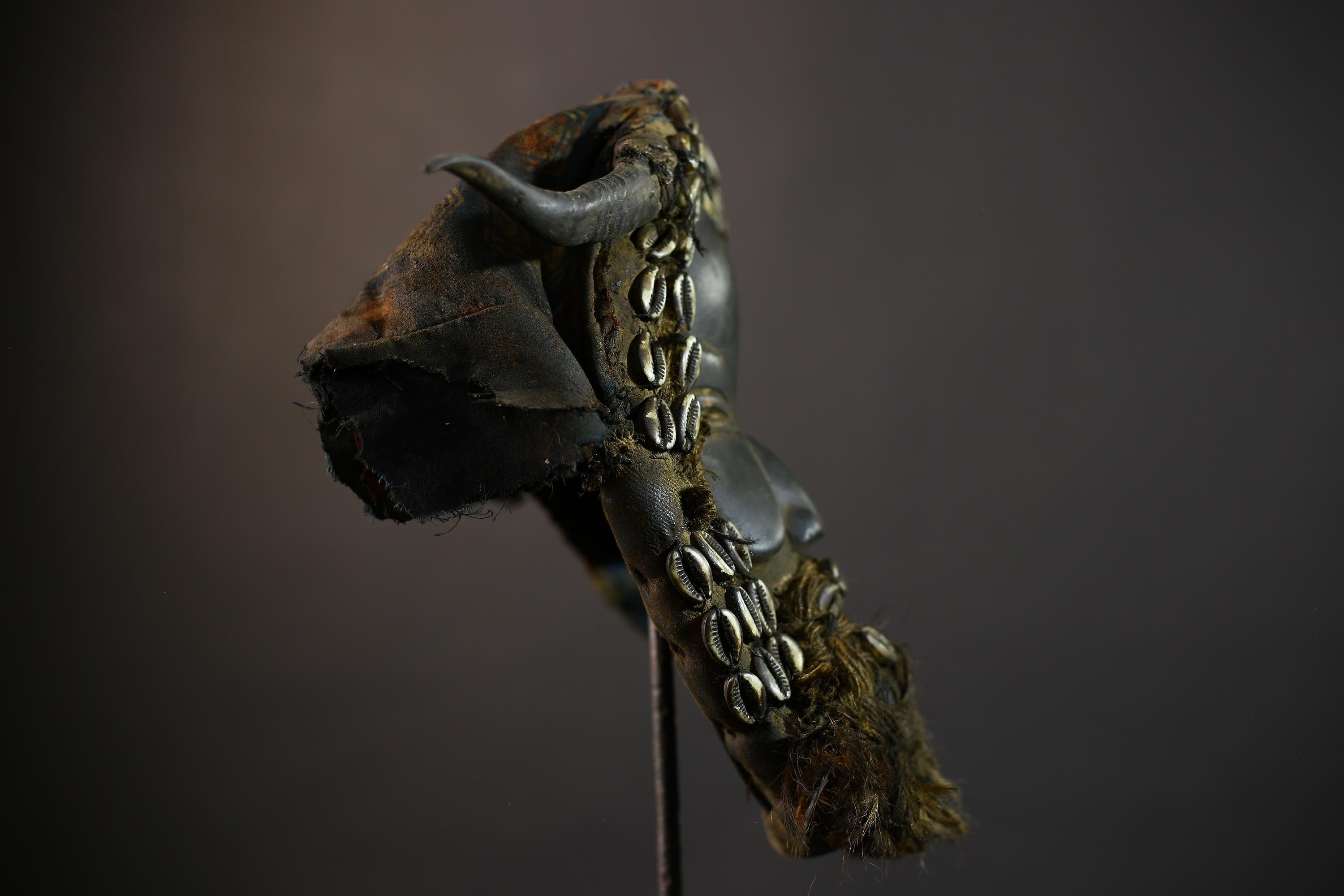 African Mask with Shells | Traditional Dan Wooden Mask | Unique Home Decor Art | Collectible Ethnic Decor Piece-G5161