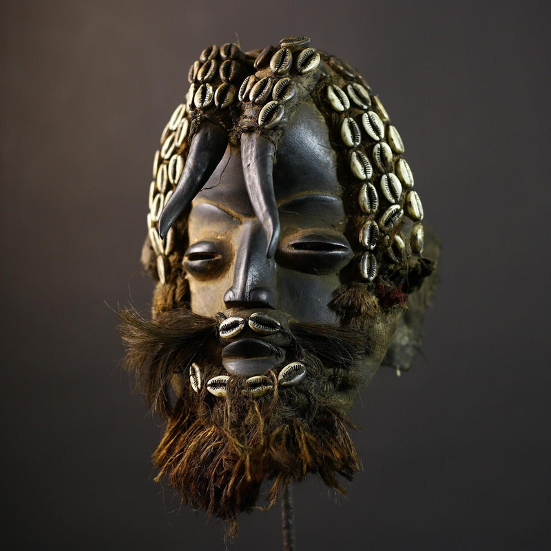 African Dan Mask | Traditional Wooden Mask | Unique Home Decor Art | Collectible Ethnic Wall Decor-G5160