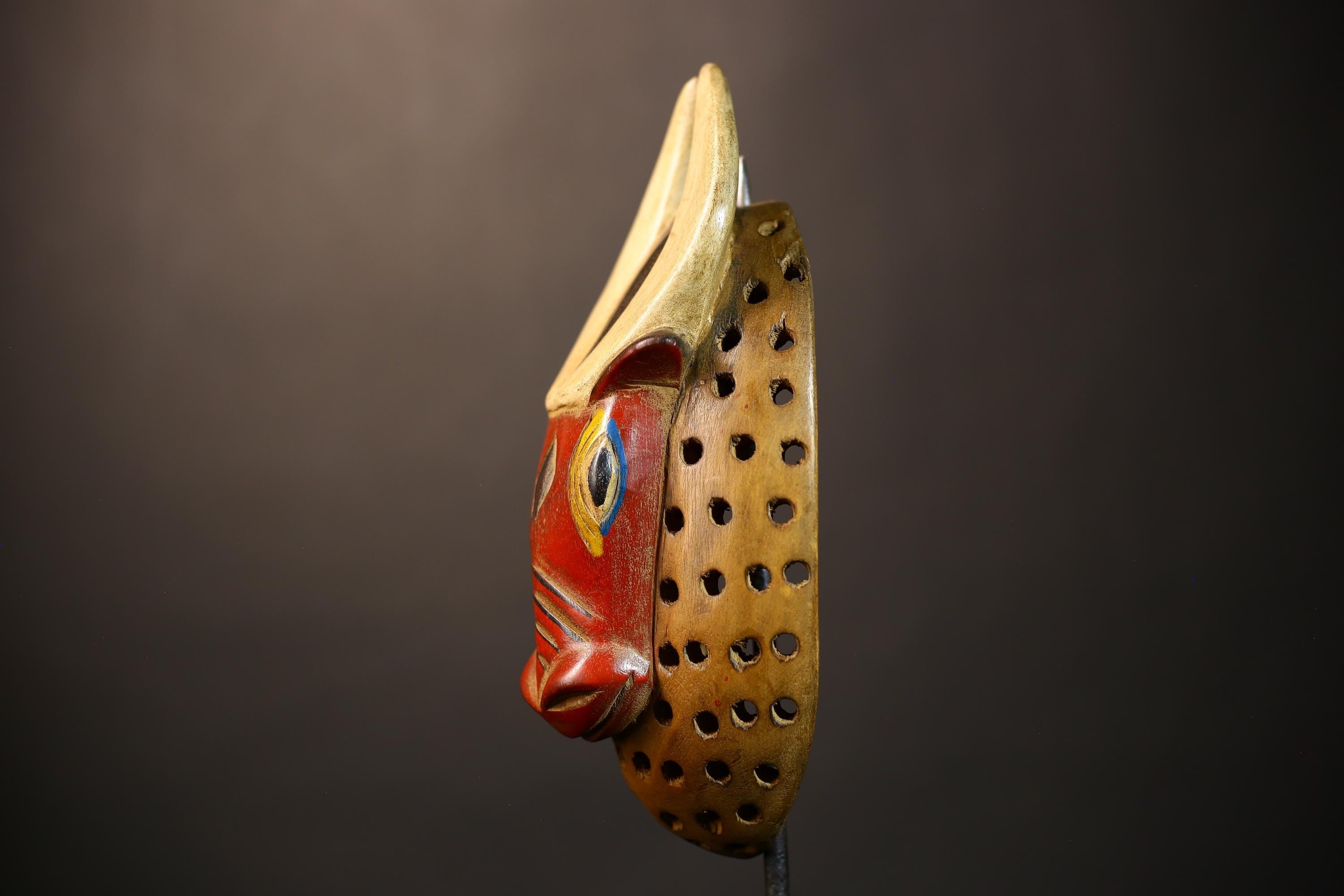 African Vintage Wood Mask | Bobo Bidjogo Bull Face | Unique Wall Art Decor | Handcrafted Cultural Accent for Your Home-G5065