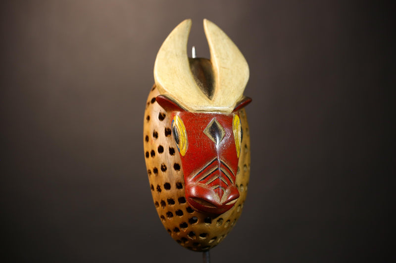 African Vintage Wood Mask | Bobo Bidjogo Bull Face | Unique Wall Art Decor | Handcrafted Cultural Accent for Your Home-G5065