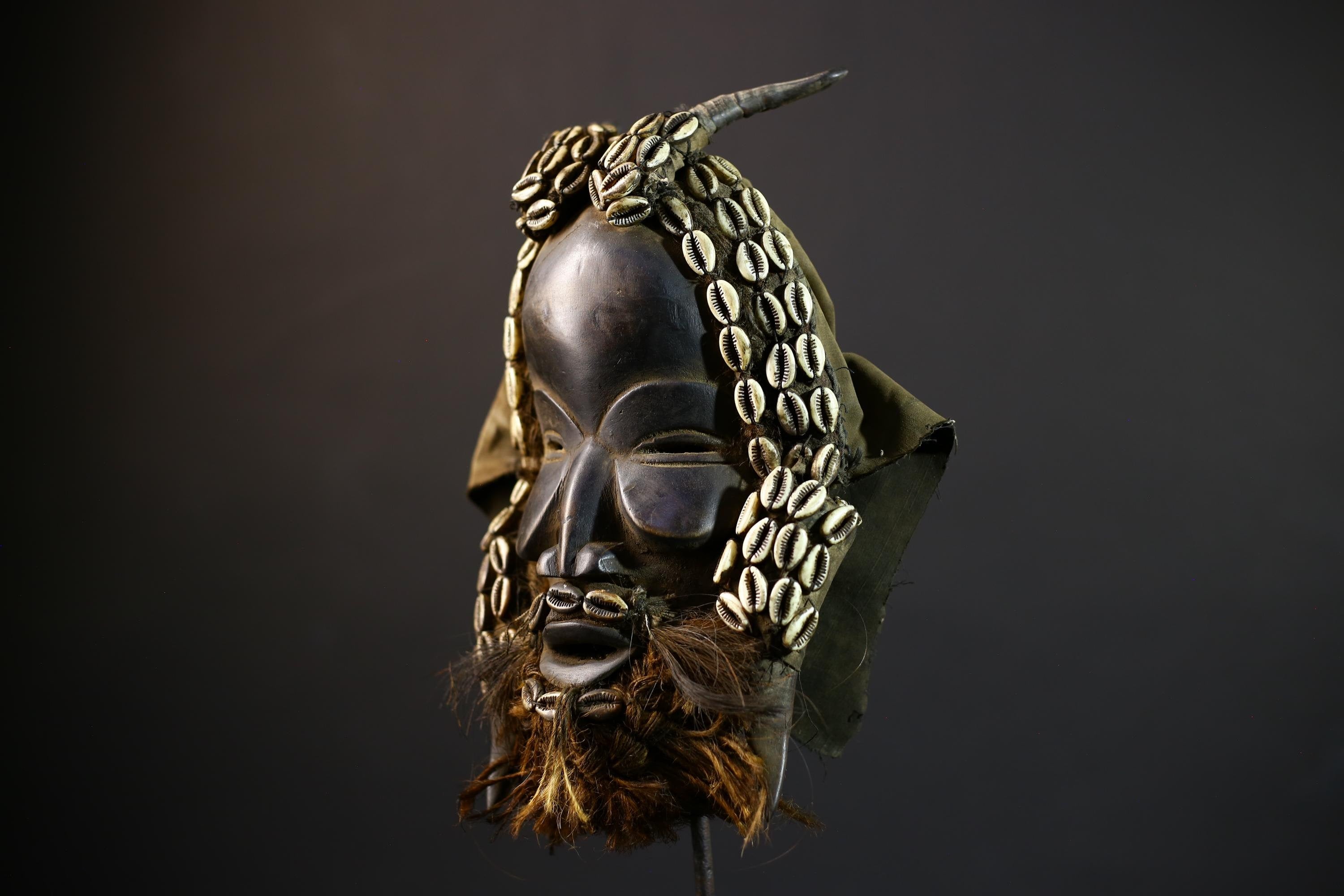 African Vintage Dan Mask | Antique Shells | Wood Art | Unique Wall Decor | Collectible Home Accent-G5176