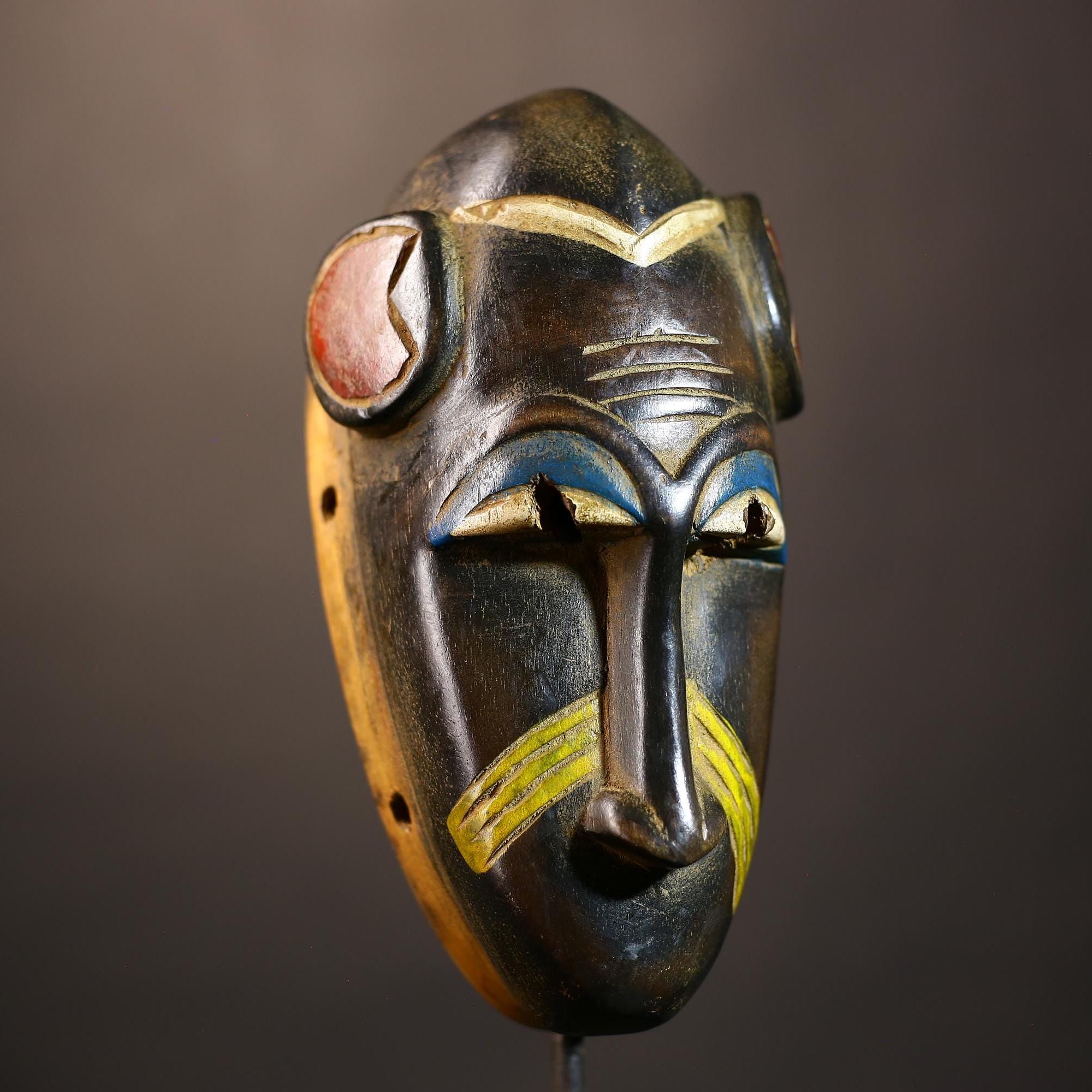 African | Vintage Mask | Baule Monkey Art | Ethnic Wall Decor | Collectible Sculpture | Unique Tribal Decor | Handcrafted Art Piece-G5111