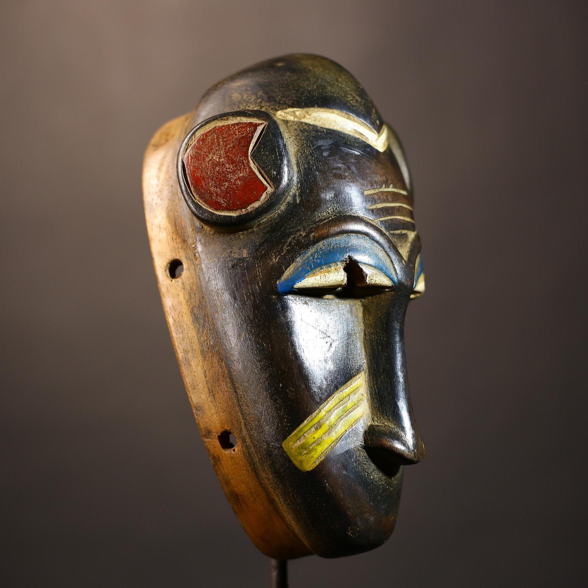 African | Vintage Mask | Baule Monkey Art | Ethnic Wall Decor | Collectible Sculpture | Unique Tribal Decor | Handcrafted Art Piece-G5111