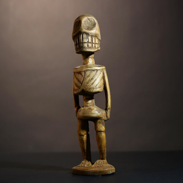African Skeleton Figurine Carved Wood Tribal Statue Bone-Inspired Primitive Art Decor Vintage African Sculpture Home Display-G5109