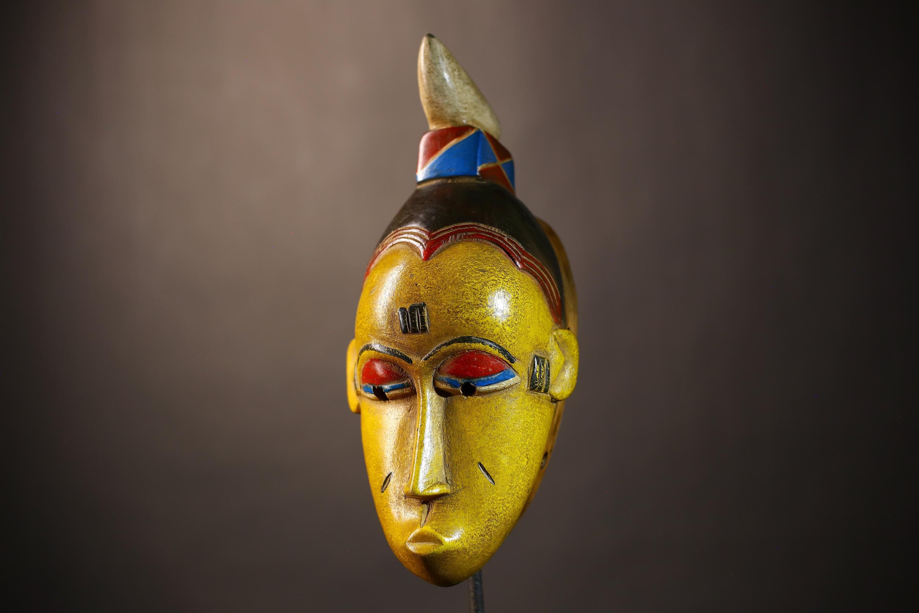 African Vintage Baule Mask | Hand Carved Sculpture | Unique Wall Piece | Ethnic Home Decor | Cultural Art Accent -G5103