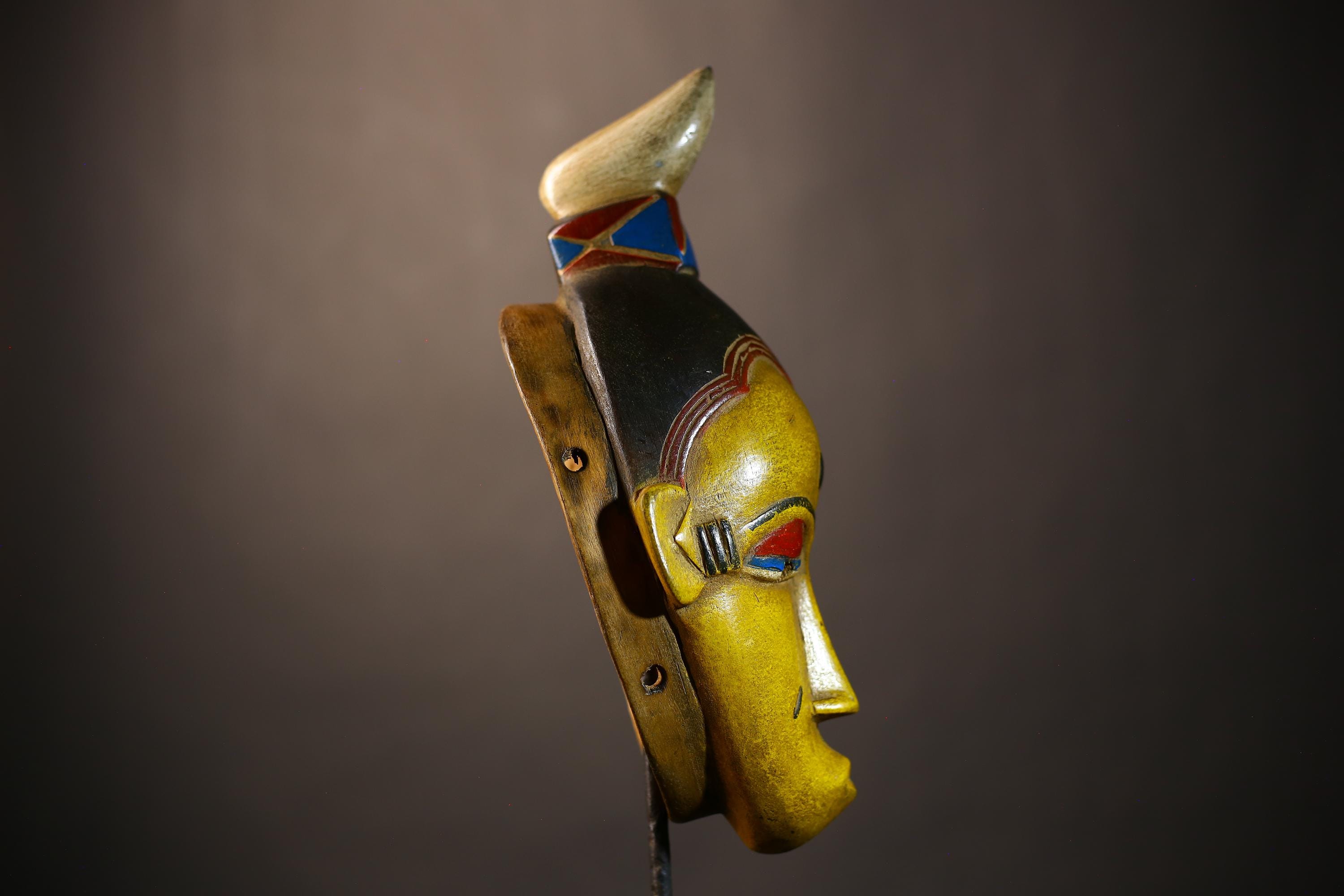 African Vintage Baule Mask | Hand Carved Sculpture | Unique Wall Piece | Ethnic Home Decor | Cultural Art Accent -G5103