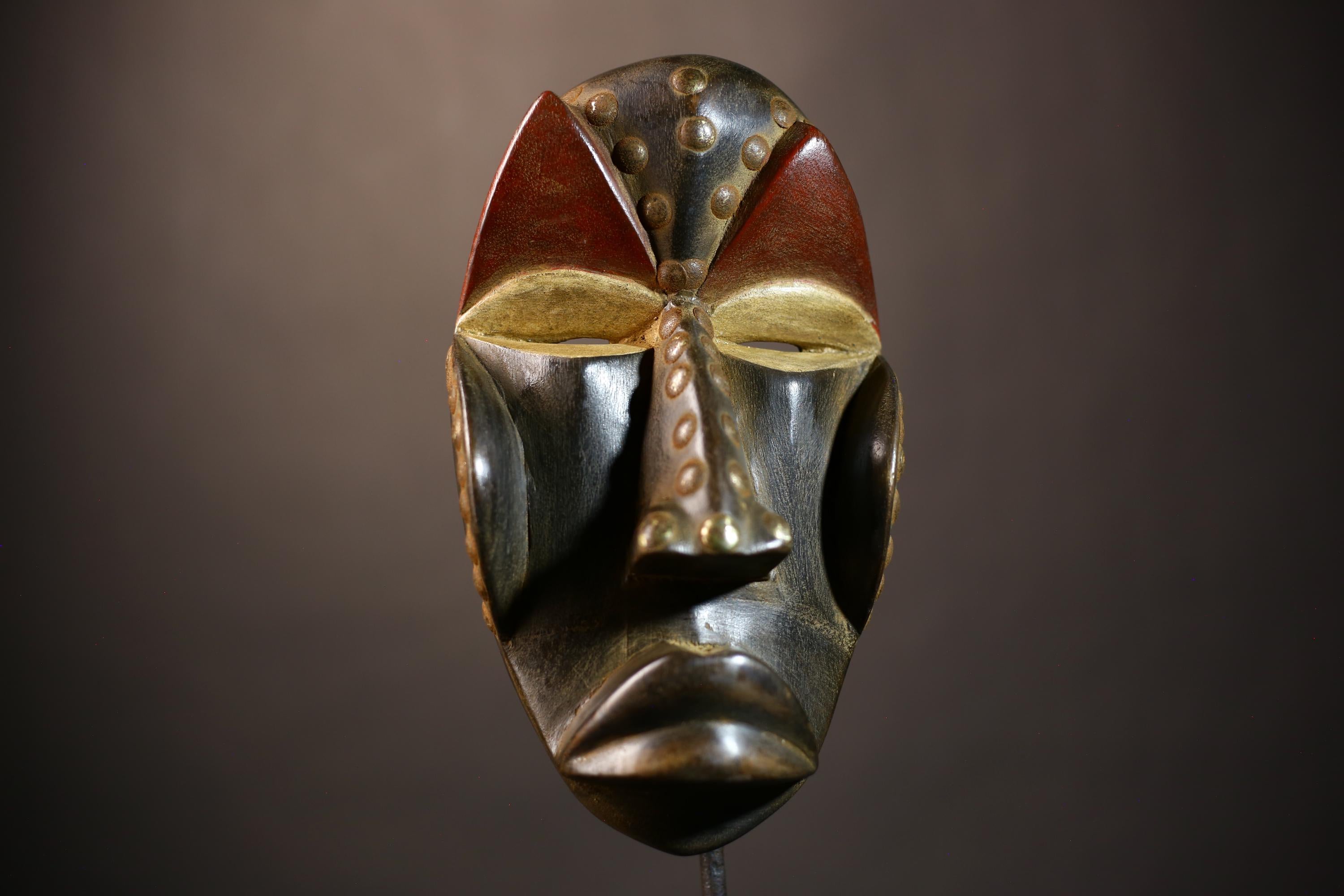 African Vintage Mask | Hand-Carved Dan Wooden Wall Decor | Unique Tribal Art | Ethnic Home Accent | Cultural Wall Hanging -G5102