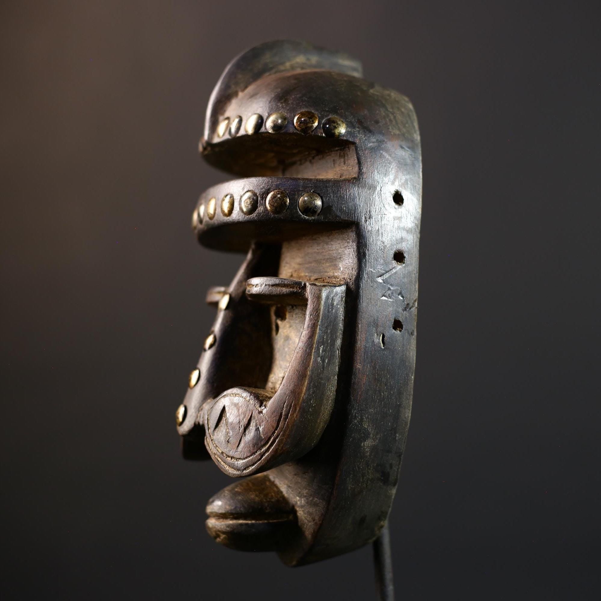 African Wood Mask Antique | Dan Kran Tribal Face | Unique Wall Hanging Decor | Handcrafted Cultural Art | Vintage Home Accent-G5182