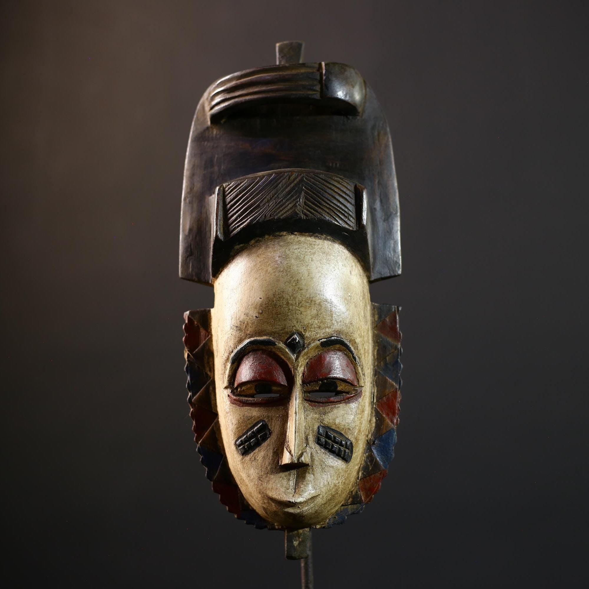 African Masks Vintage Wood Guro Tribal Face Baule Wall Decor Collectible-G5180