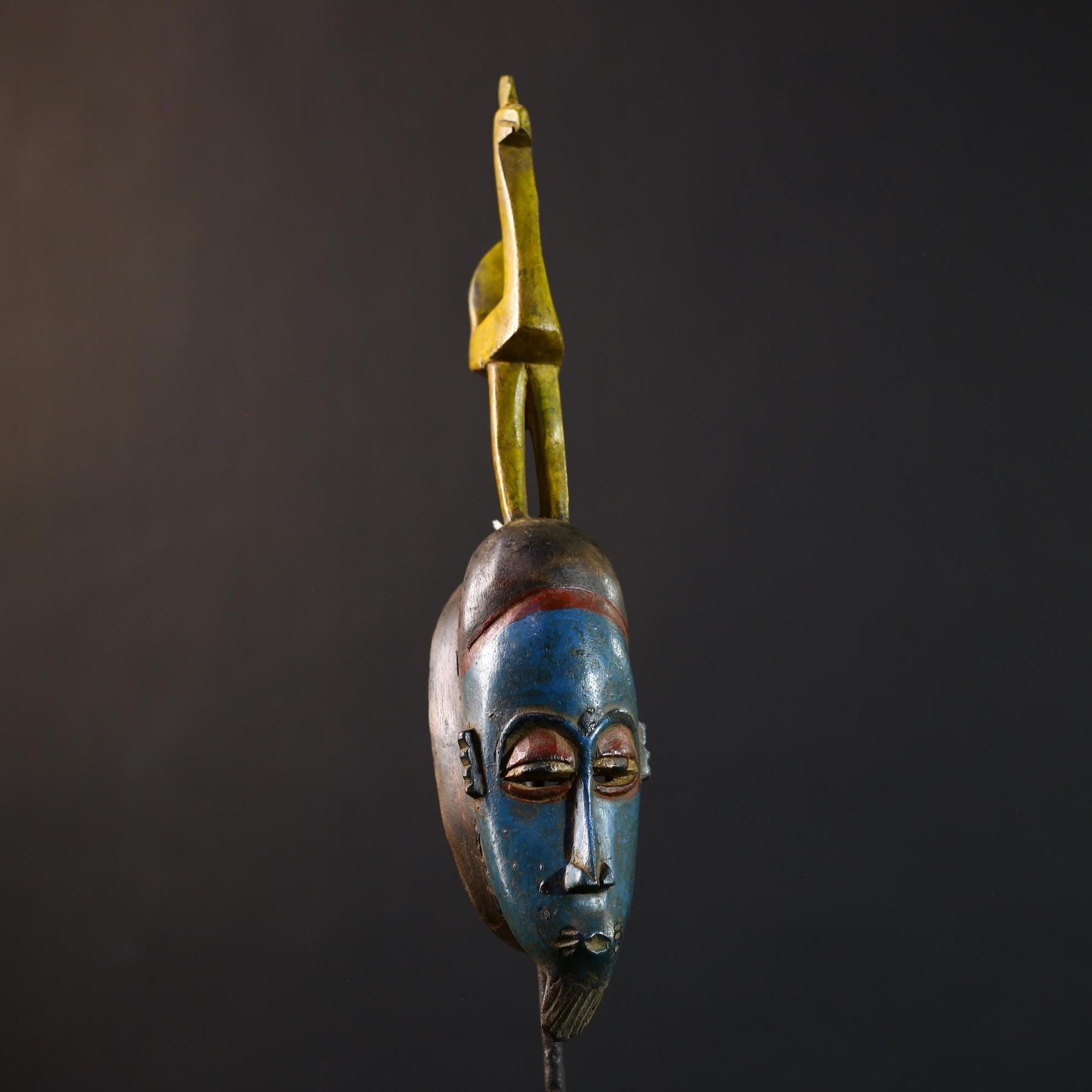 African Masks Vintage | Wood Guro Baule Tribal Face | Antique Wall Decor | Unique Art Piece | Cultural Home Accent-G5178