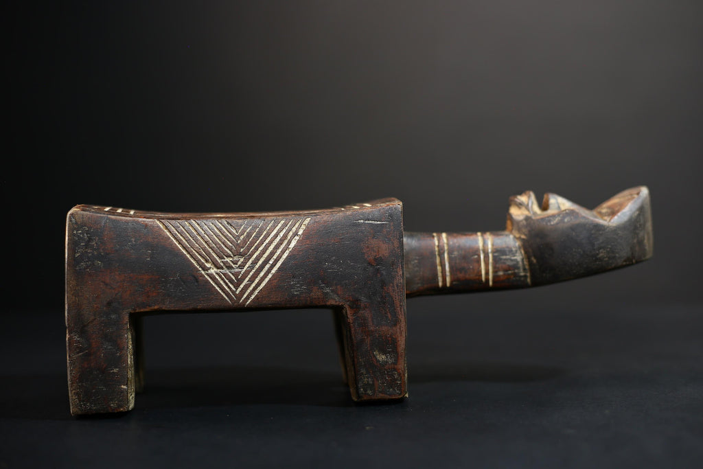 African Crafted Stool | Wooden Tribal Seat | Ethnic Home Decor Accent | Unique Handcrafted Furniture Piece | Cultural Art  -G5174