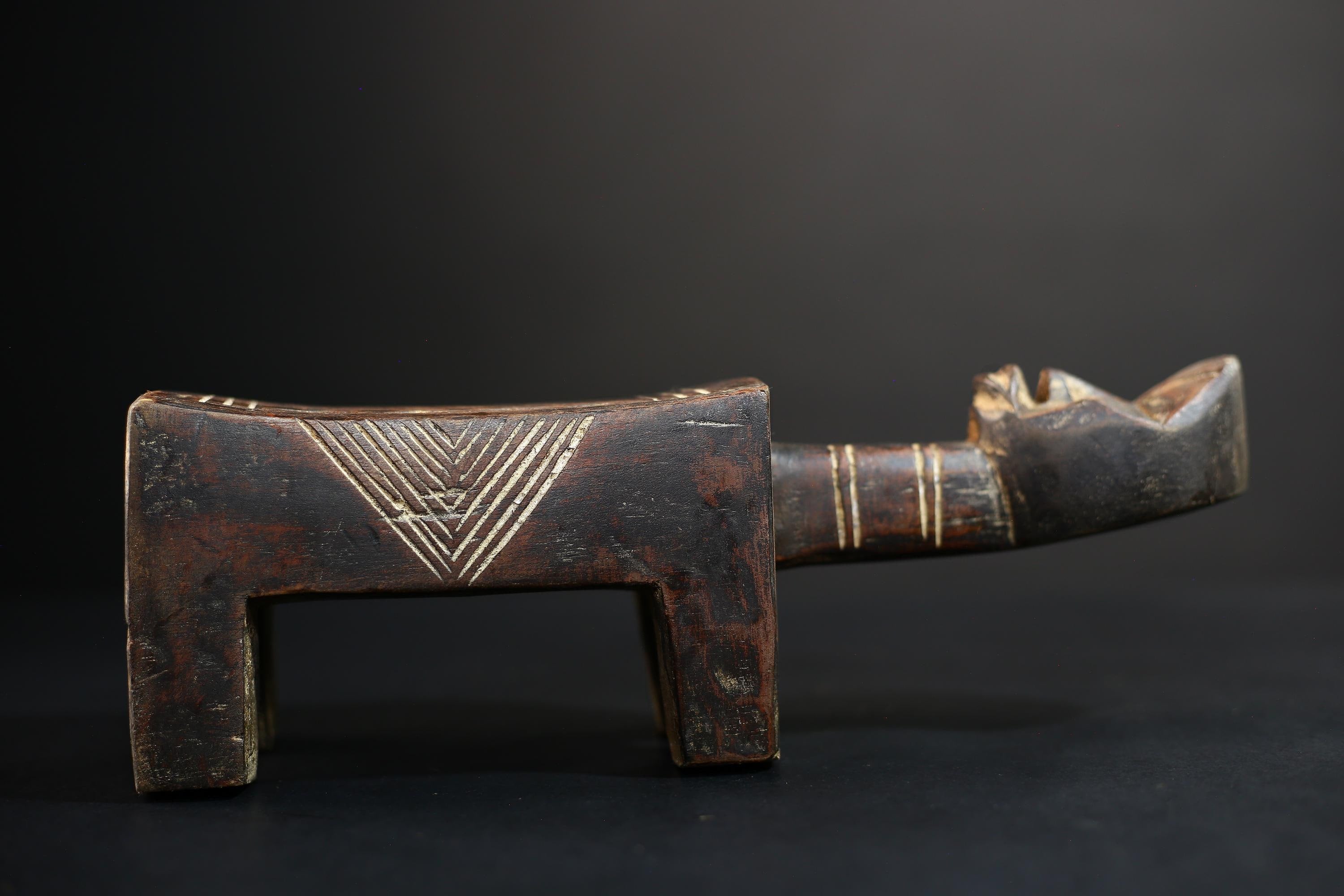African Crafted Stool | Wooden Tribal Seat | Ethnic Home Decor Accent | Unique Handcrafted Furniture Piece | Cultural Art  -G5174