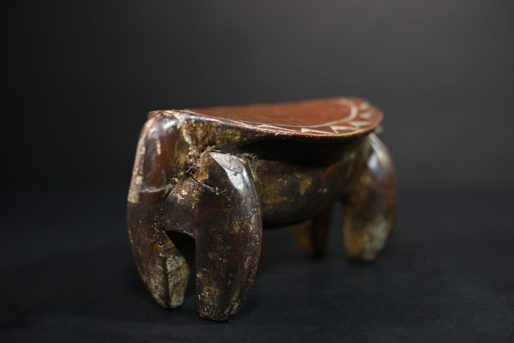 African Crafted Stool | Wooden Tribal Seat | Authentic Ethnic Home Decor | Unique Handcrafted Furniture | Rustic Living Room Accent-G5173
