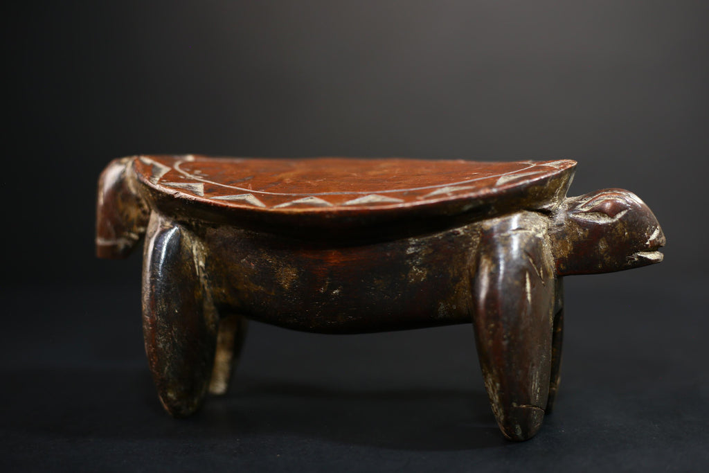 African Crafted Stool | Wooden Tribal Seat | Authentic Ethnic Home Decor | Unique Handcrafted Furniture | Rustic Living Room Accent-G5173