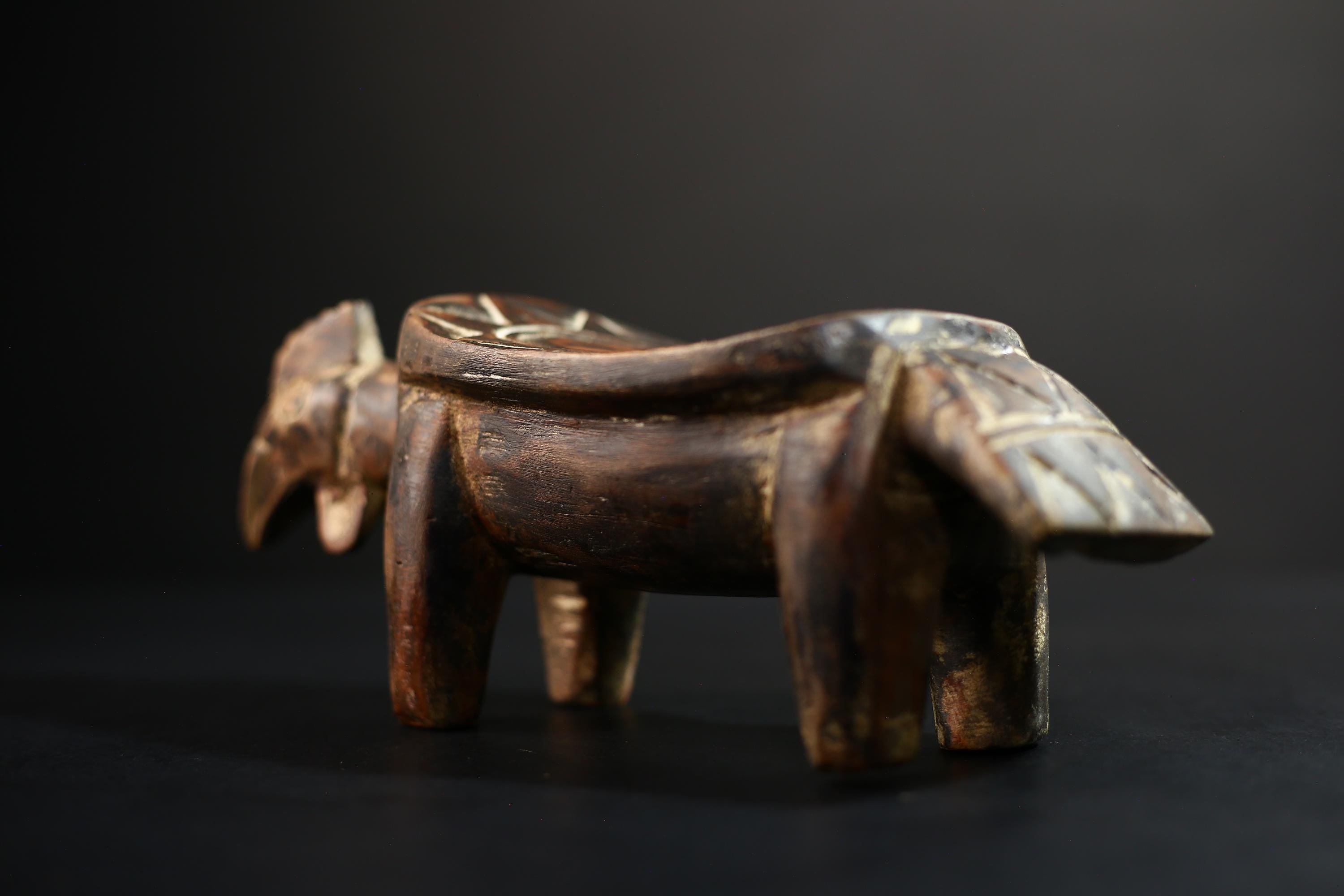 African Crafted Stool | Wooden Tribal Seat | Authentic Ethnic Home Decor | Unique Rustic Accent | Handcrafted Furniture Piece -G5172