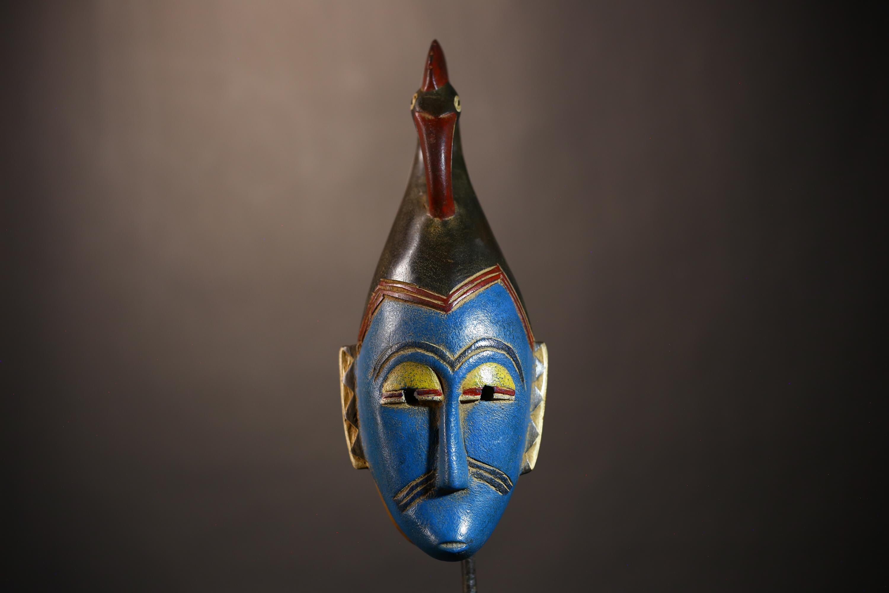African | Vintage Mask | Blue Guro | Wood Wall Decor | Tribal Art | Ethnic Guro | Handmade Art | Cultural Wall Mask | Rustic Decor-G5119