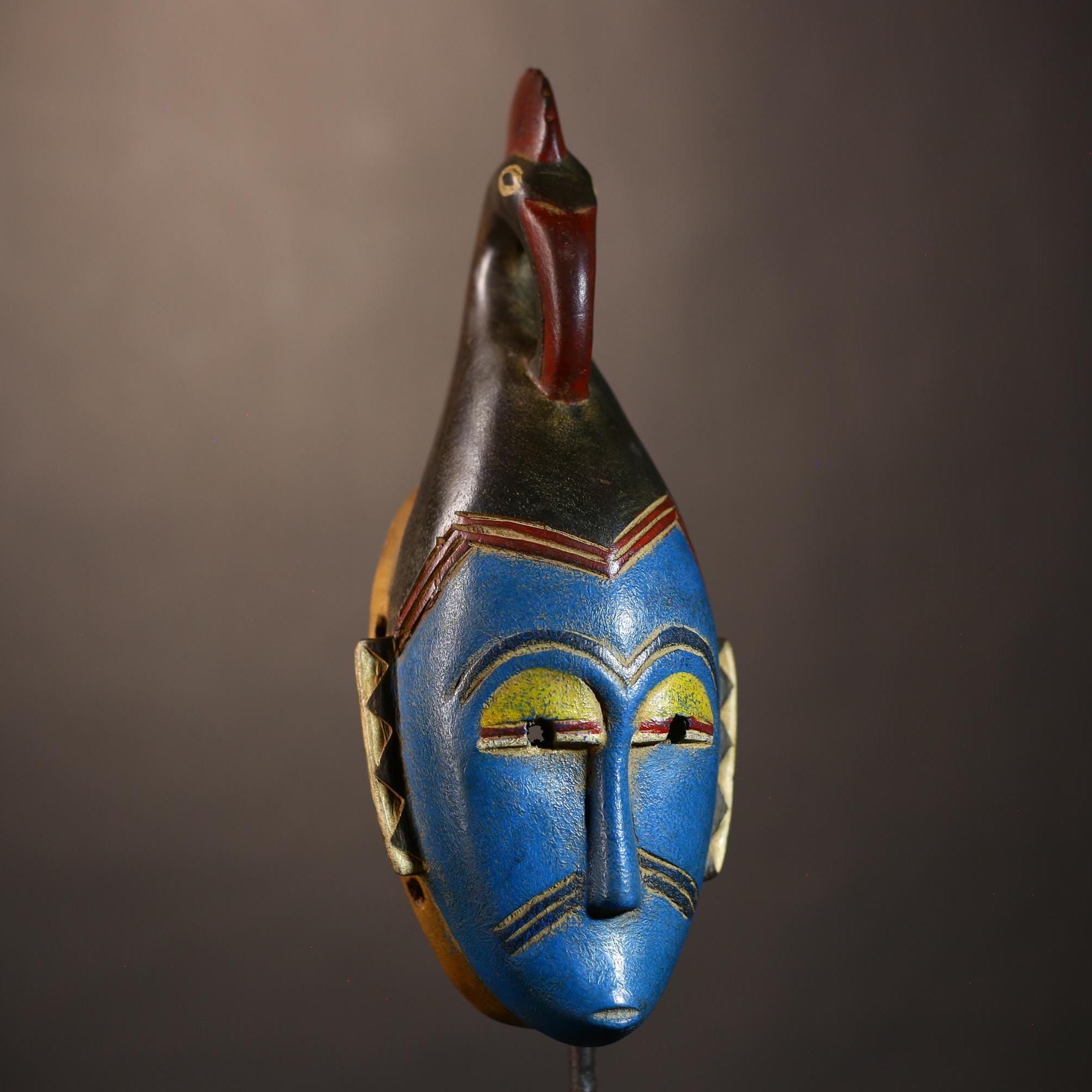 African | Vintage Mask | Blue Guro | Wood Wall Decor | Tribal Art | Ethnic Guro | Handmade Art | Cultural Wall Mask | Rustic Decor-G5119
