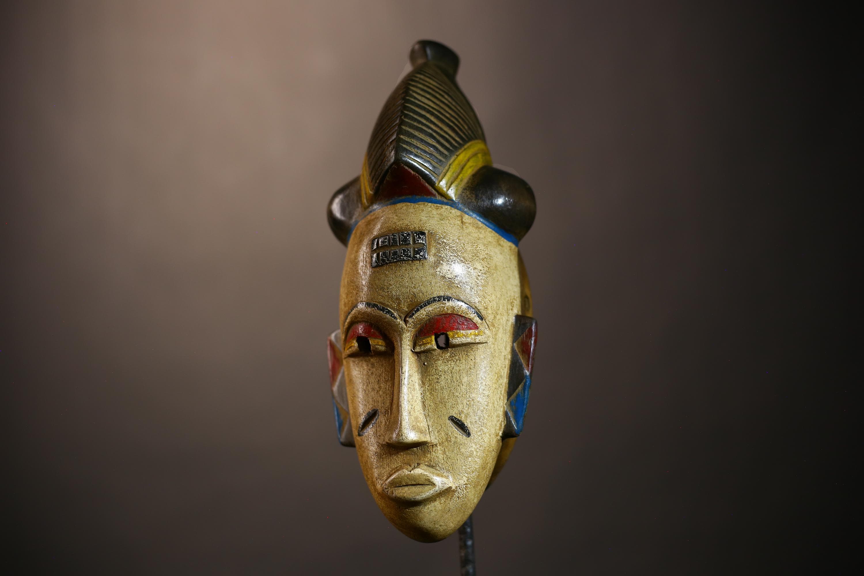 African | Vintage Mask | Unique Hand-Carved Guro Wooden Tribal Wall Decor | Cultural Art | Rustic Home Decor | Authentic Gift-G5116