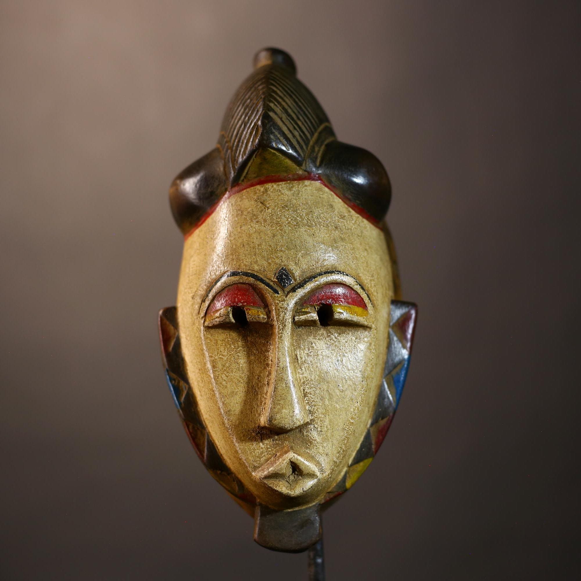 African | Vintage Mask Art | Hand-Carved Guro Tribal Wall Decor | Unique Accent | Cultural Decor | Rustic Home Art | Authentic Gift -G5115