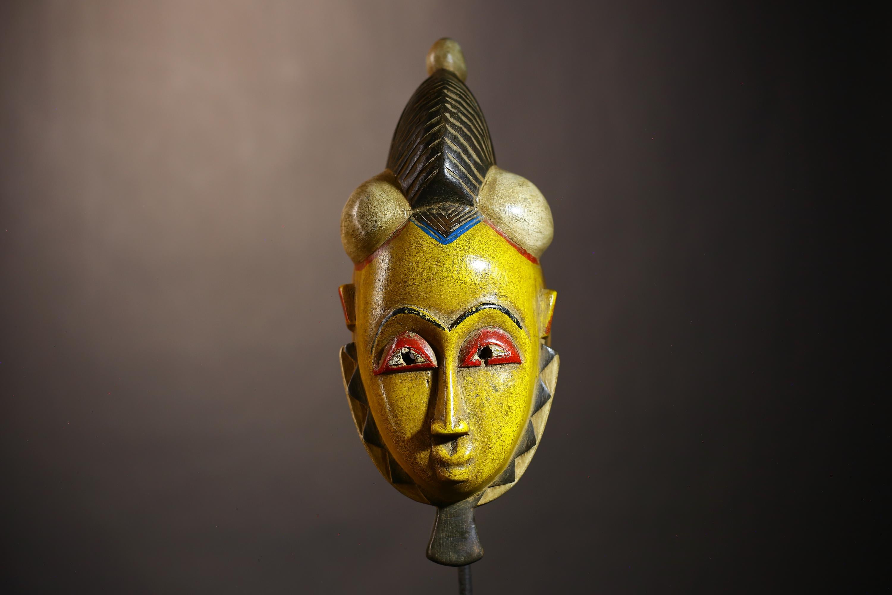 African | Vintage Mask | Unique Hand-Carved Guro Wood Wall Decor | Tribal Art | Cultural Decor | Rustic Home Accent | Authentic Gift  -G5114