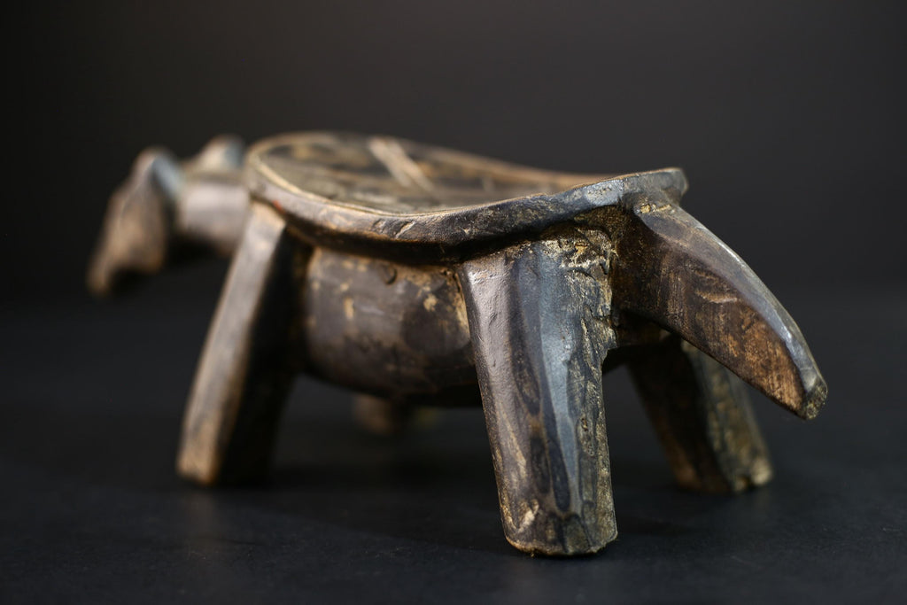 African Stool | Tribal Art Wooden Seat | Unique Ethnic Home Decor Accent | Handcrafted Design | Artisan Craftsmanship | Boho Style-G5195