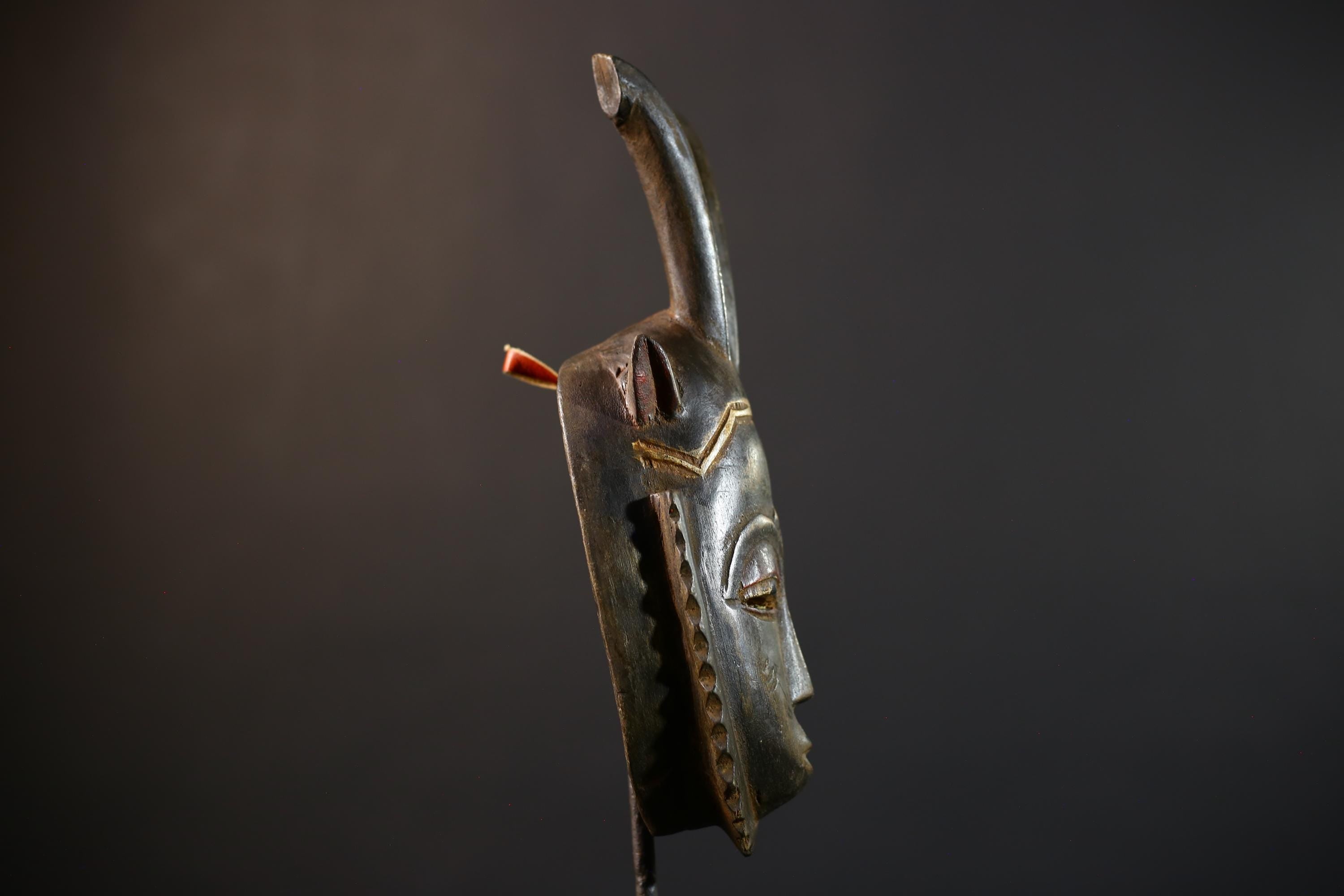 African Hand-Carved Mask | Guro Baule Wall Hanging | Unique Art Decor | Decorative Mask with Horns | Ethnic Home Decor-G5192
