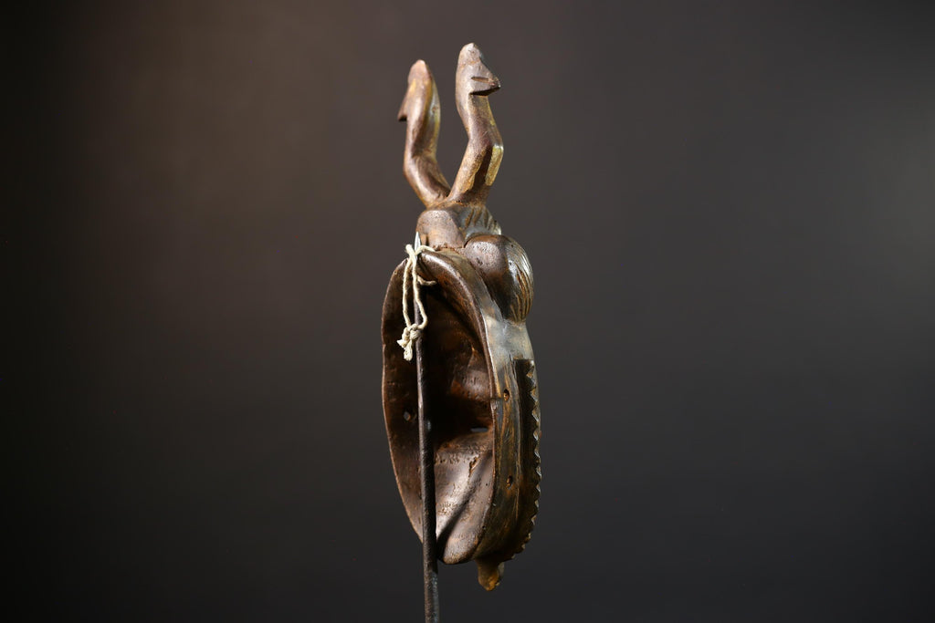 African Hand-Carved Mask | Guro Baule Wall Hanging | Art Decor with Two Birds | Unique Ethnic Home Decor | Artisan Decorative Mask-G5191